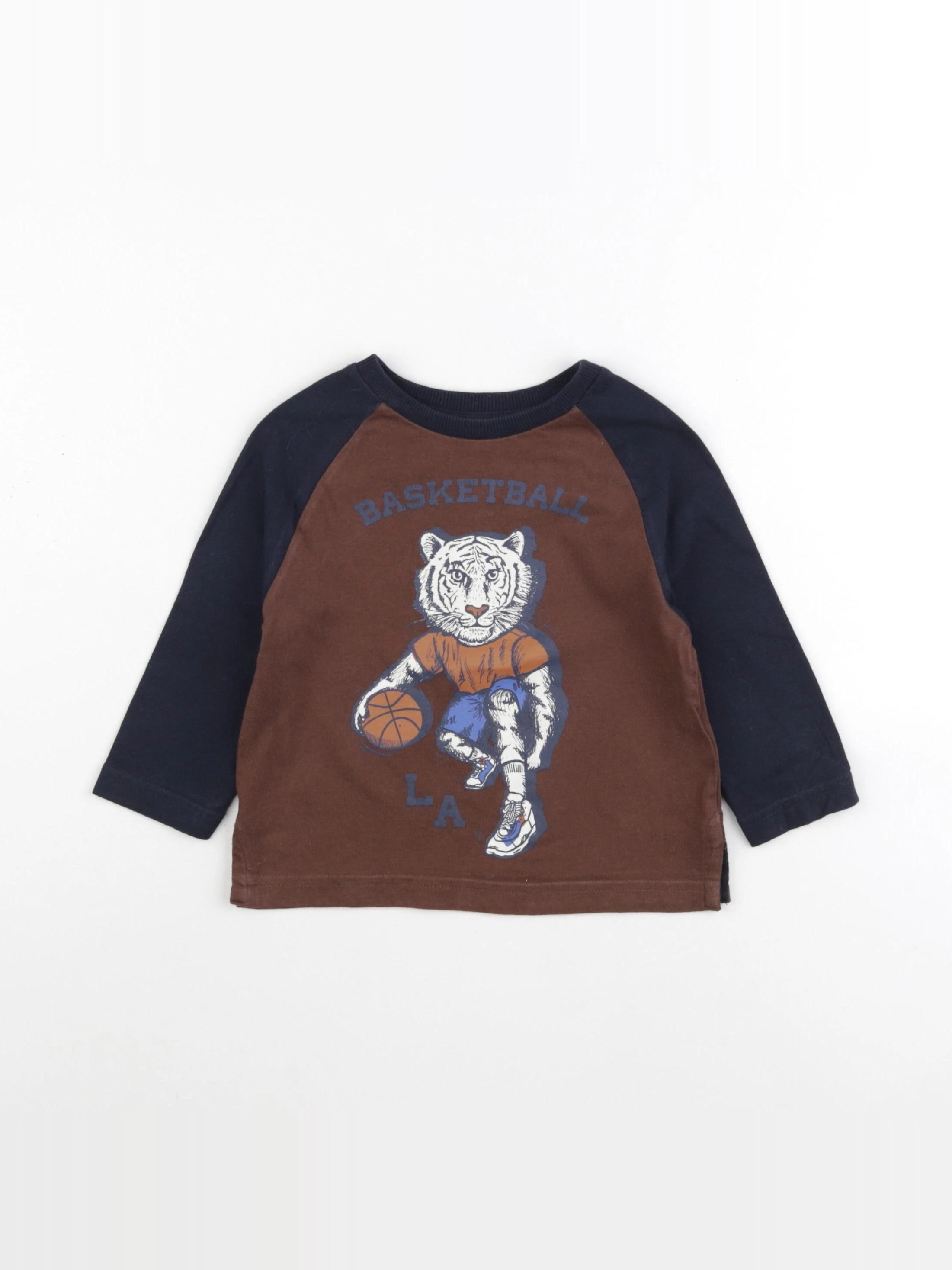 Vertbaudet - tee-shirt bleu, marron - 2 ans