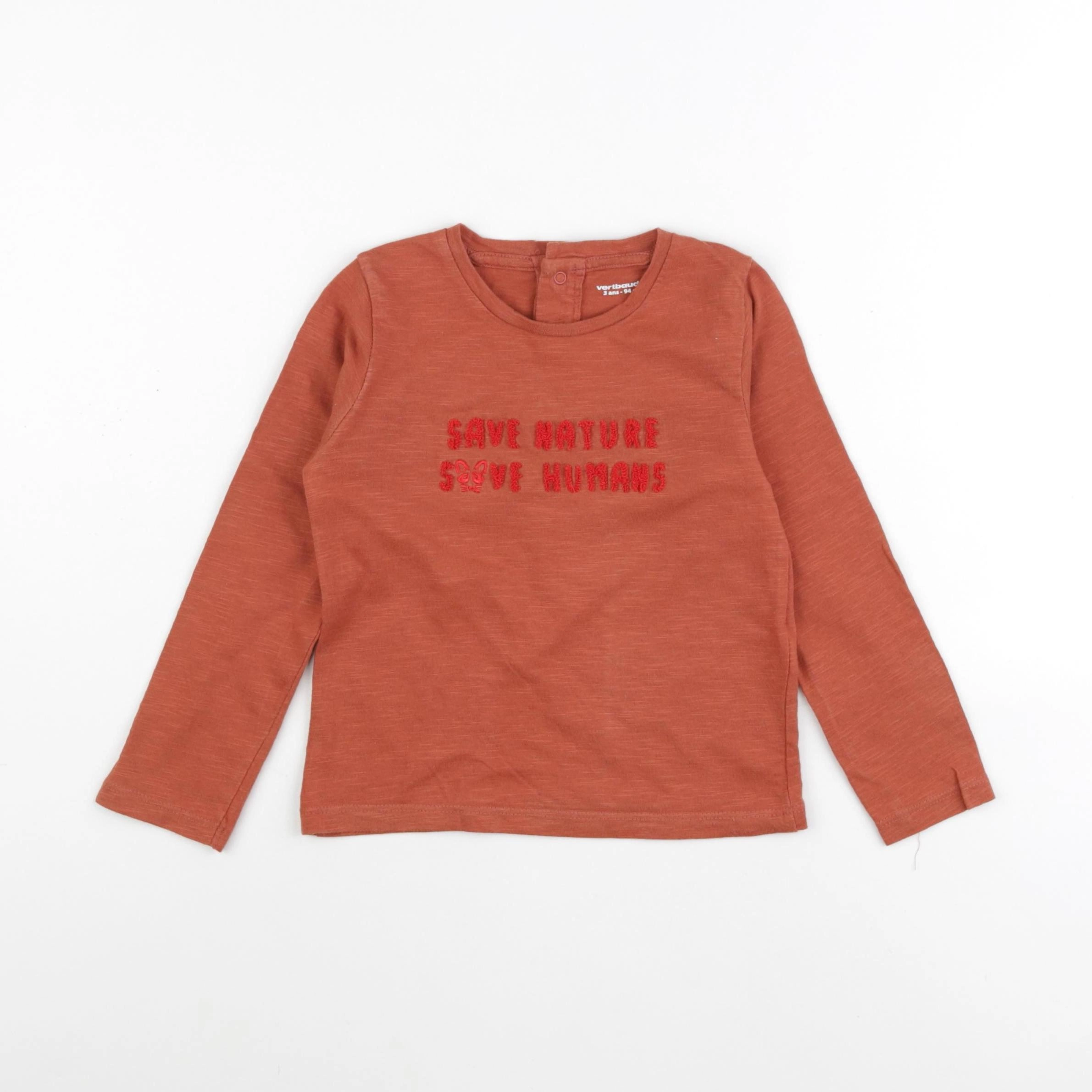 Vertbaudet - tee-shirt marron - 3 ans