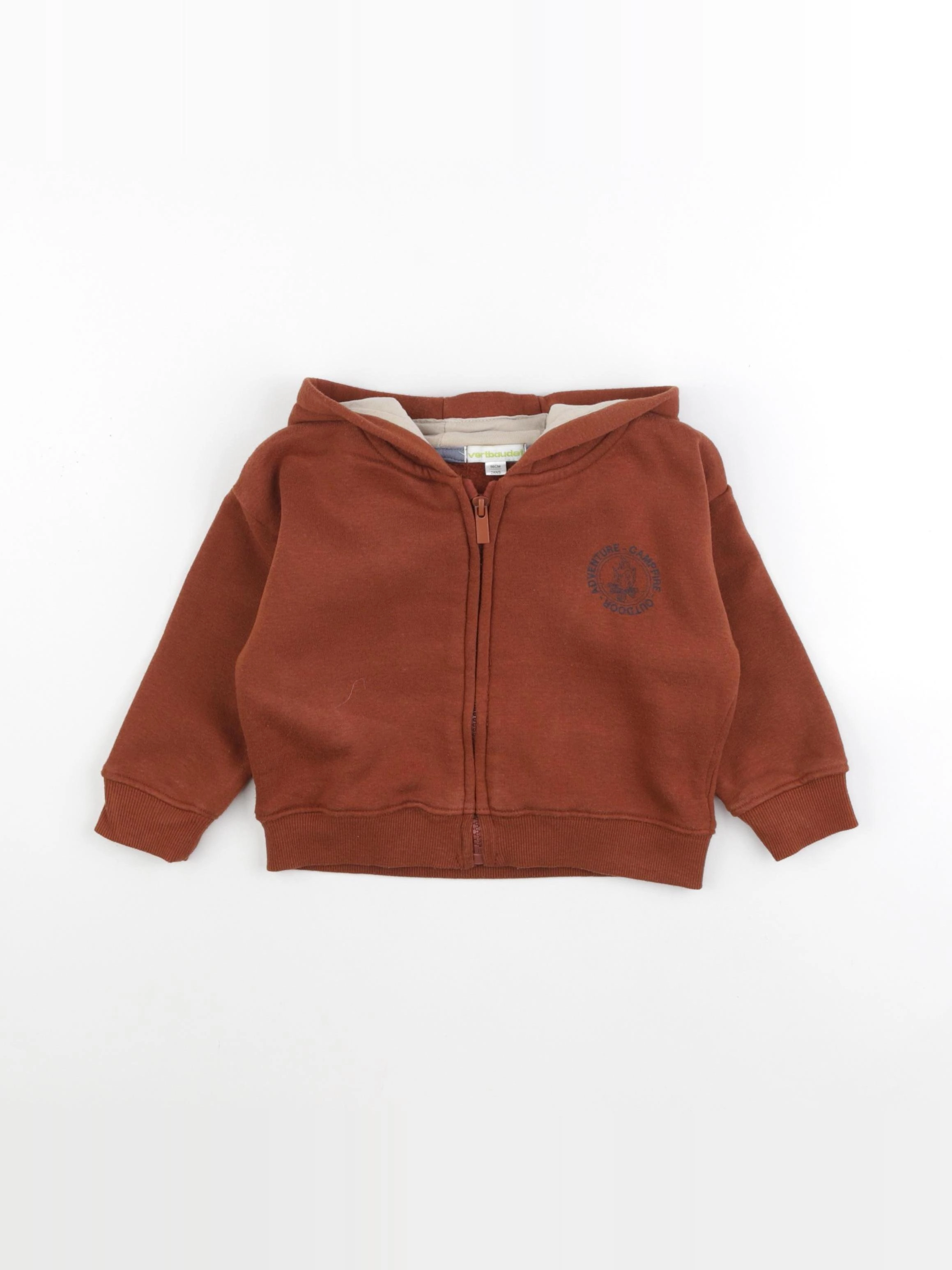 Vertbaudet - sweat imprimé au dos marron - 2 ans