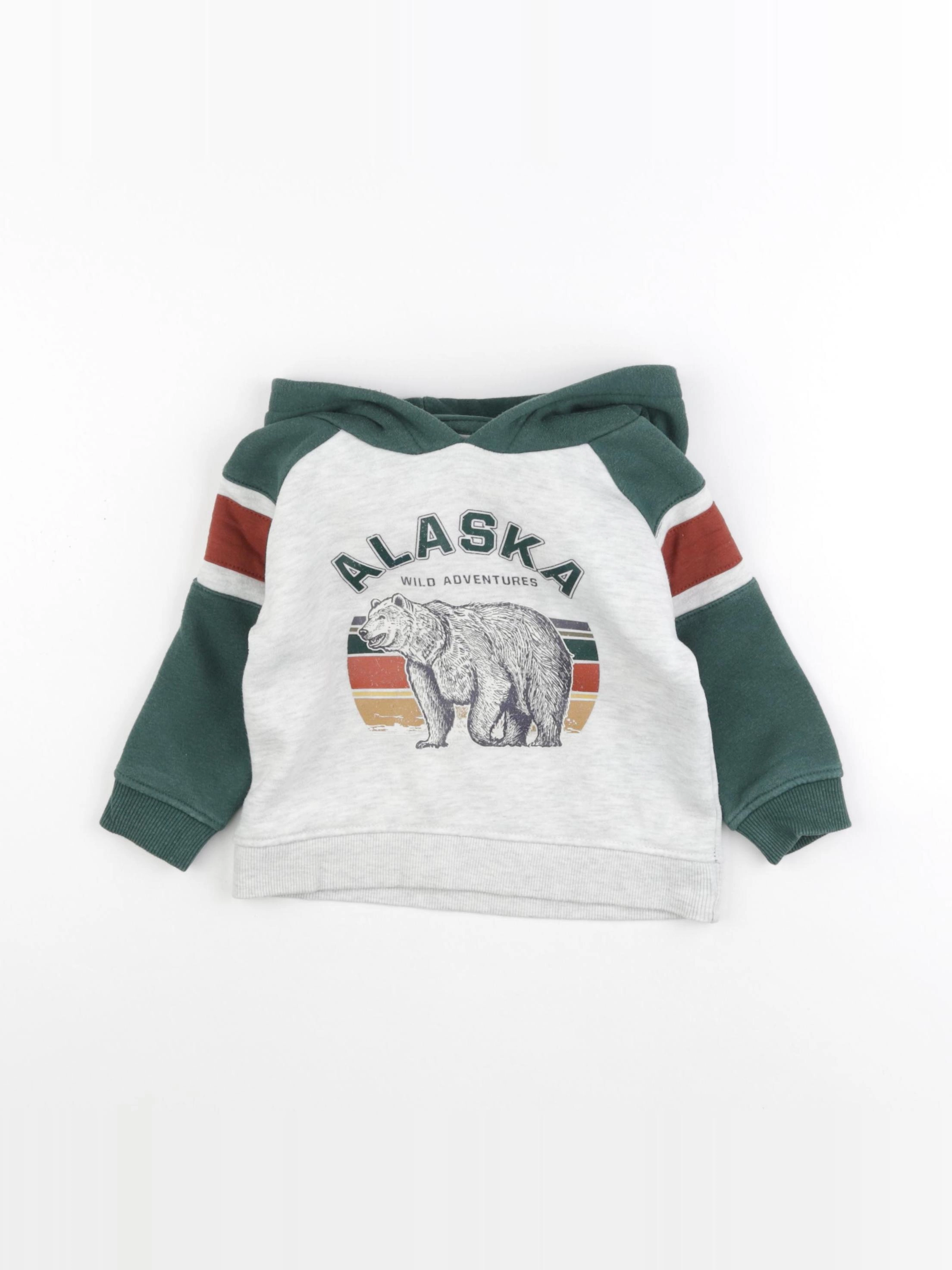 Vertbaudet - sweat gris, vert - 2 ans