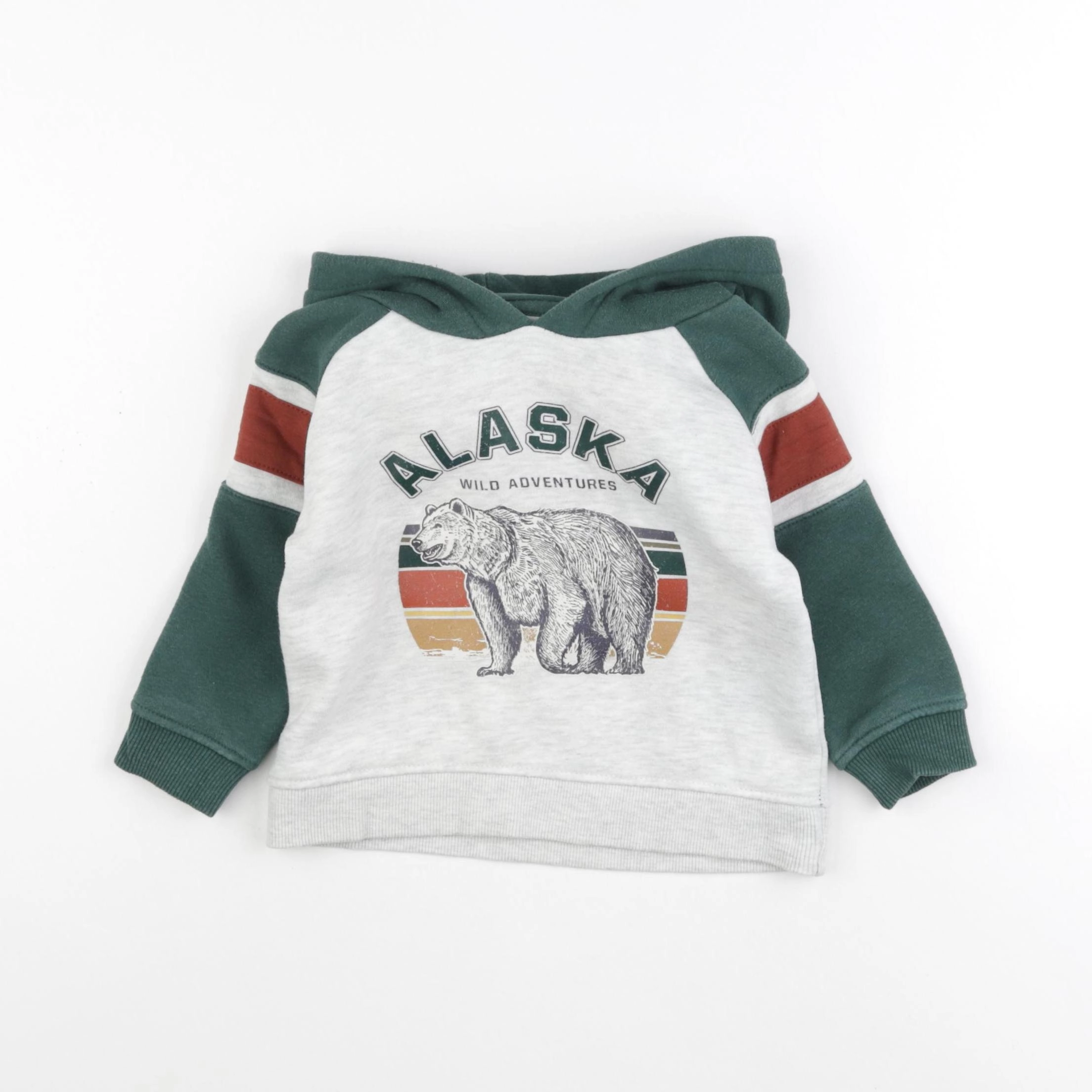 Vertbaudet - sweat gris, vert - 2 ans