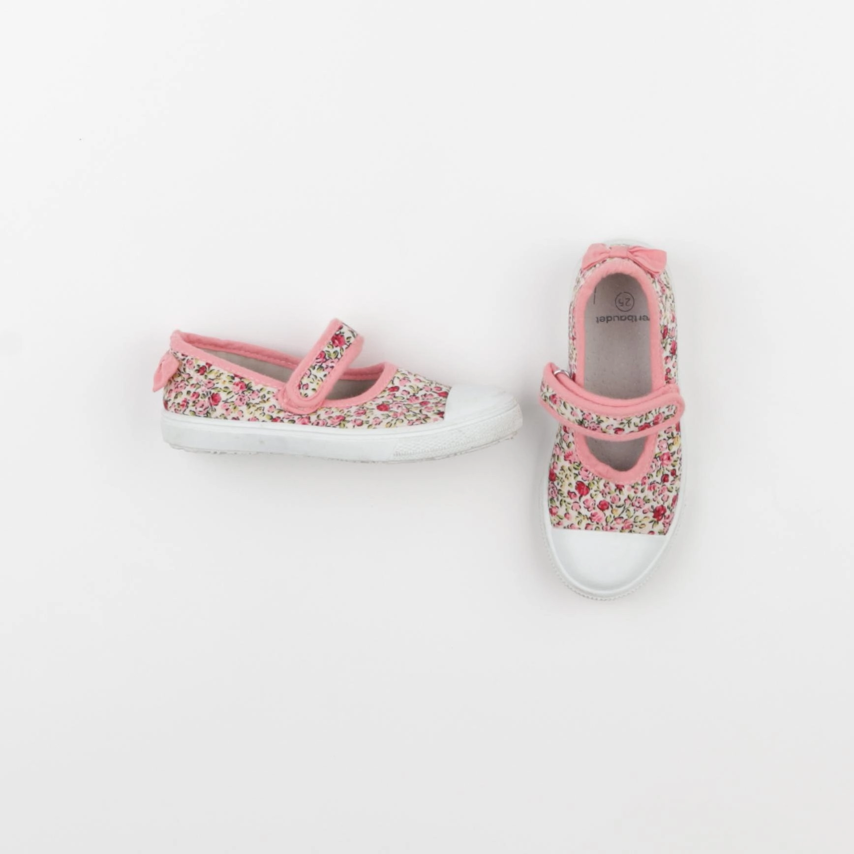 Vertbaudet - tennis à scratch/ lacets rose - pointure 25