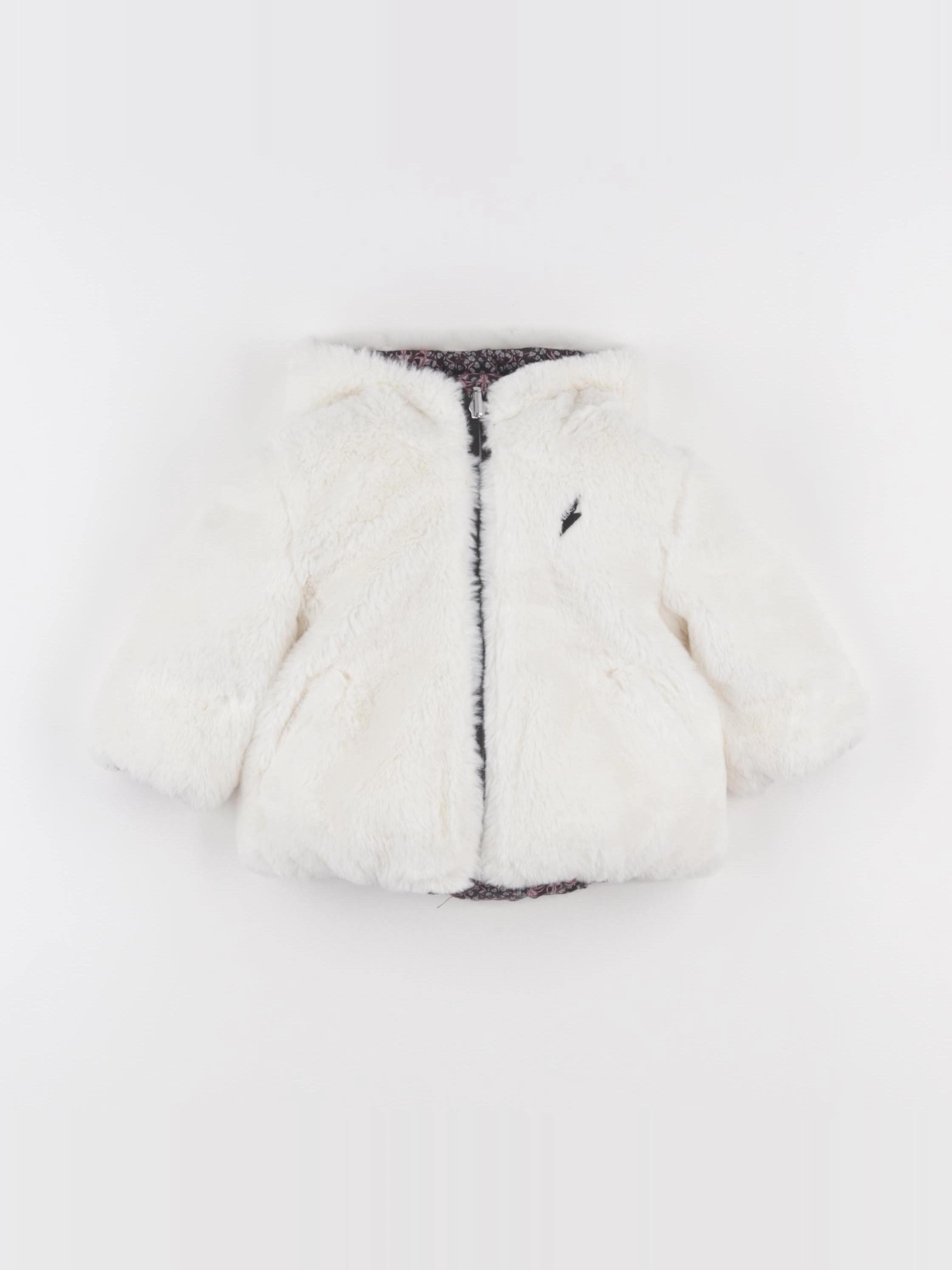 IKKS - doudoune réversible blanc, rose - 6/9 mois