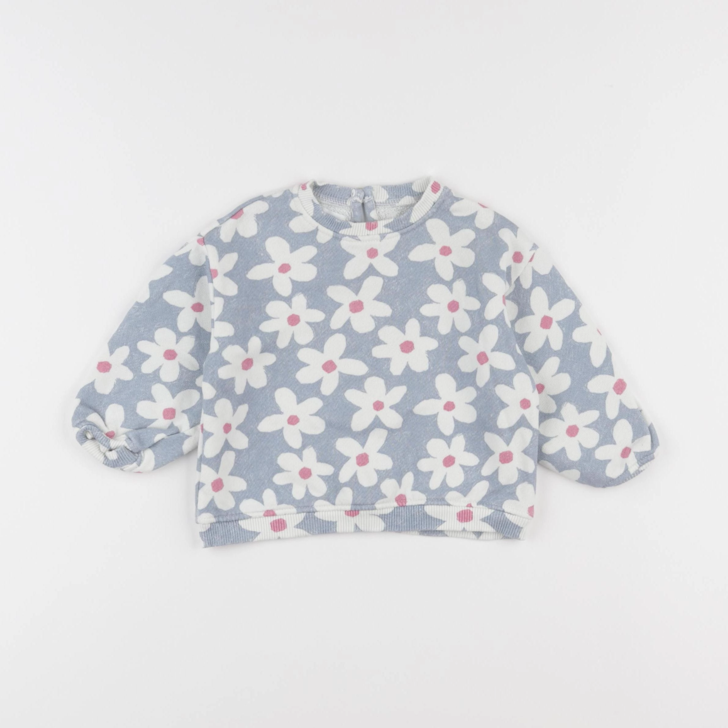 Zara - sweat blanc, bleu - 3/6 mois