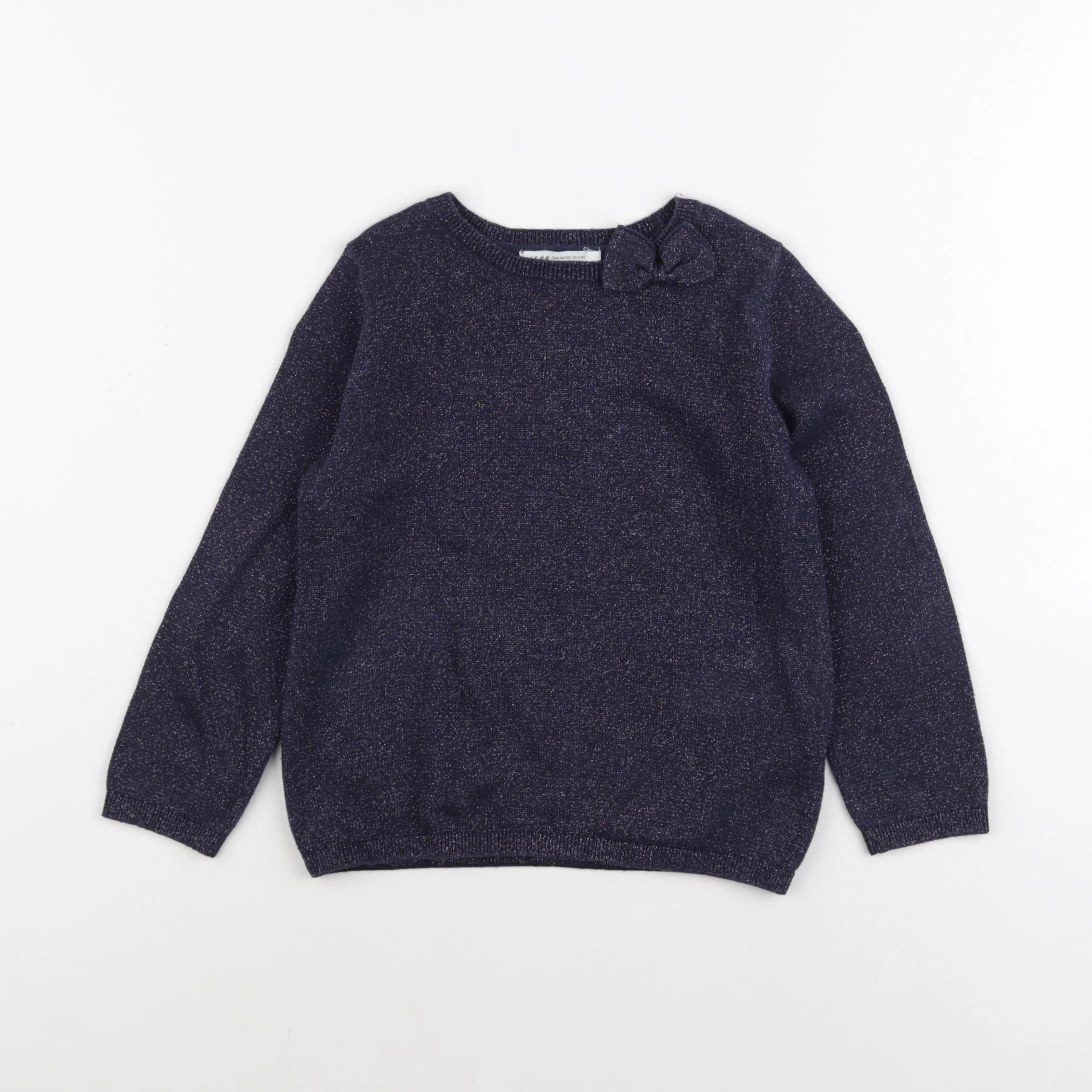 H&M - pull bleu, argent - 2/4 ans