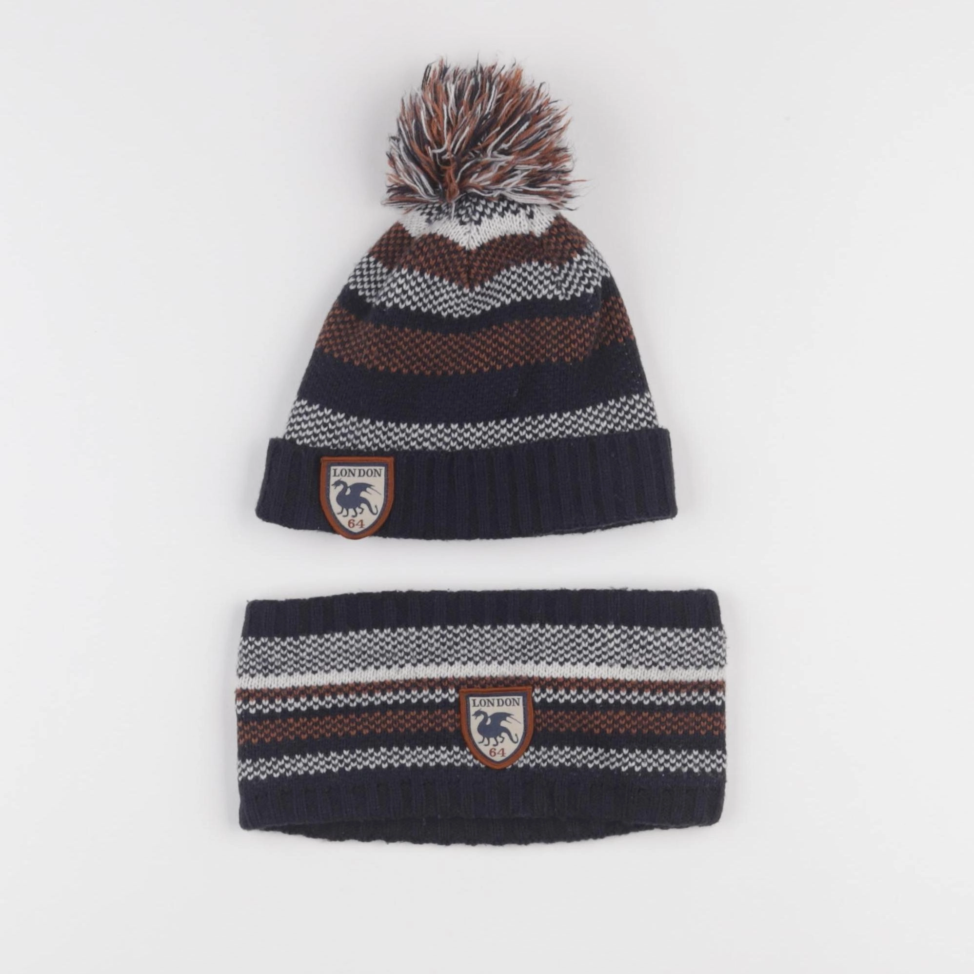 Vertbaudet - ensemble bonnet/moufles/tour de cou multicolore - 2/3 ans