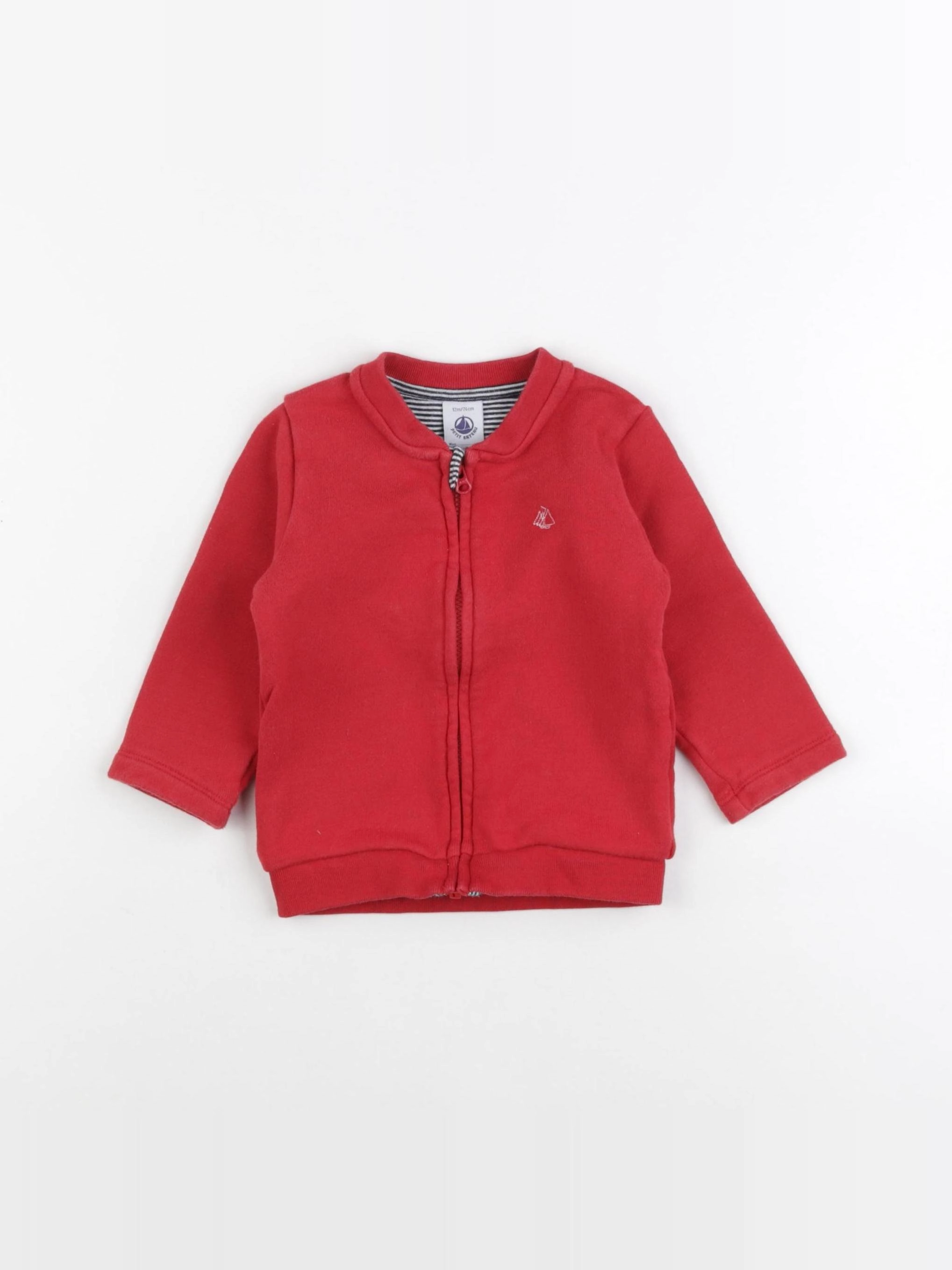 Petit Bateau - sweat rouge - 12 mois