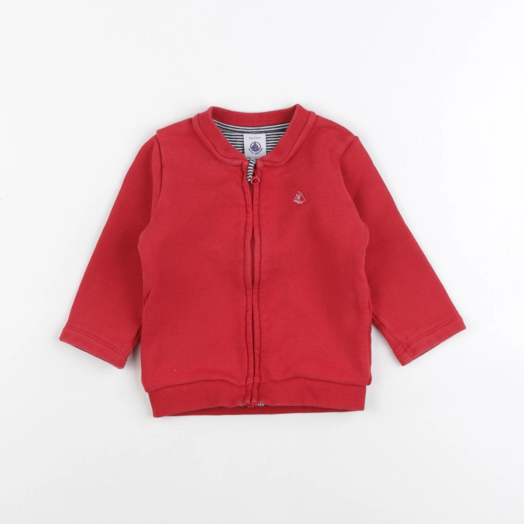 Petit Bateau - sweat rouge - 12 mois