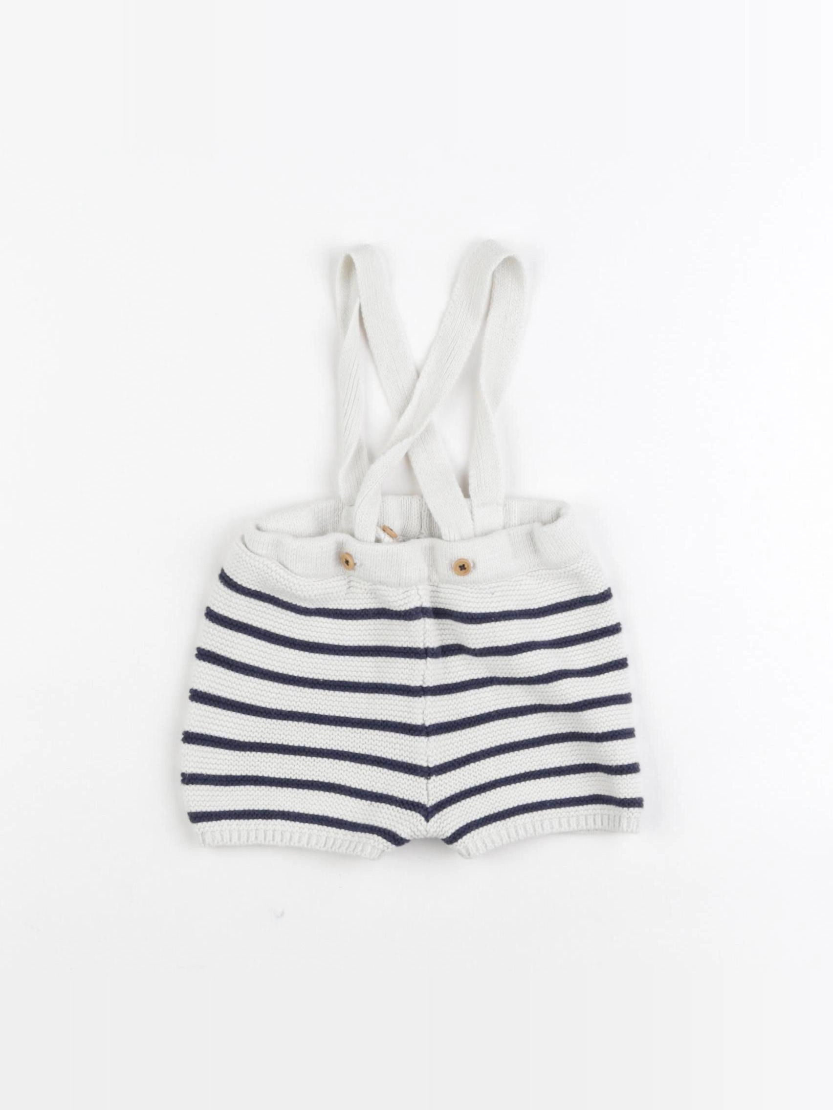 Monoprix - short blanc, bleu - 6/9 mois