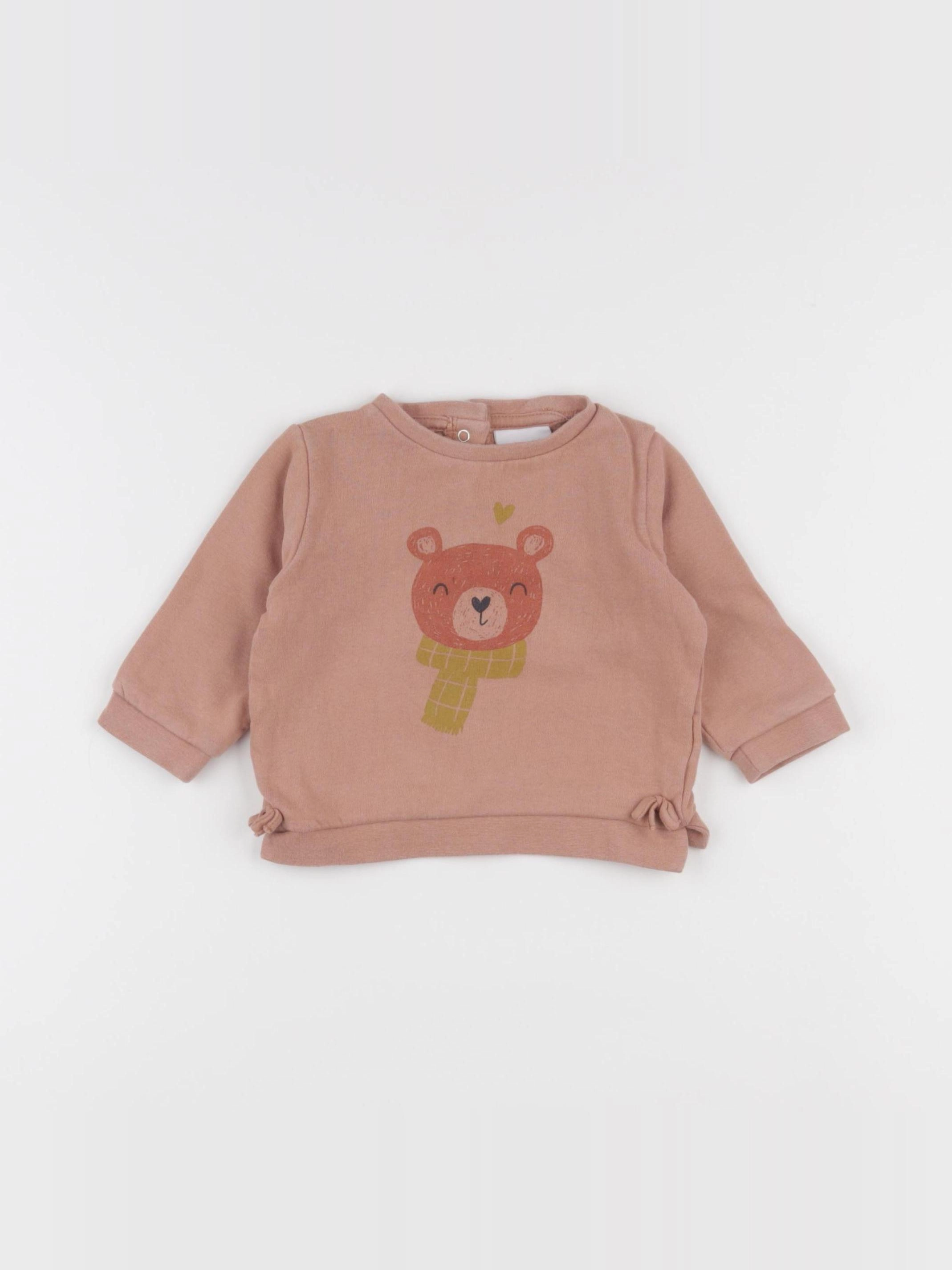 Vertbaudet - sweat rose - 6 mois