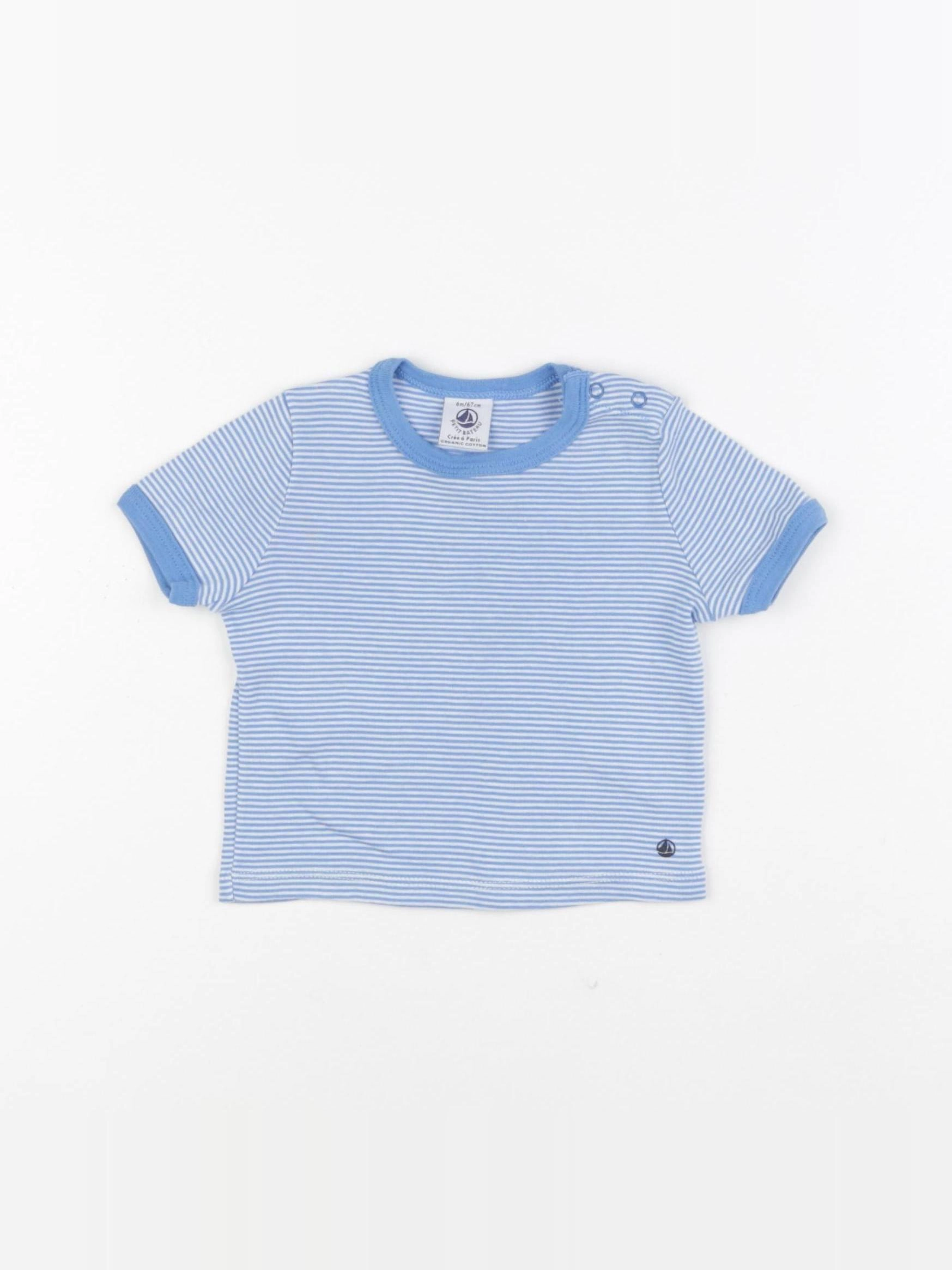 Petit Bateau - tee-shirt bleu - 6 mois