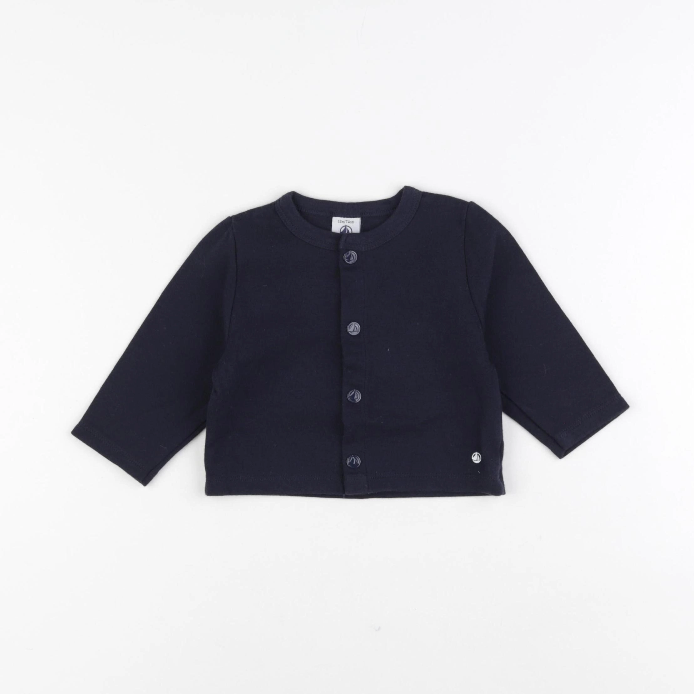Petit Bateau - sweat bleu - 12 mois