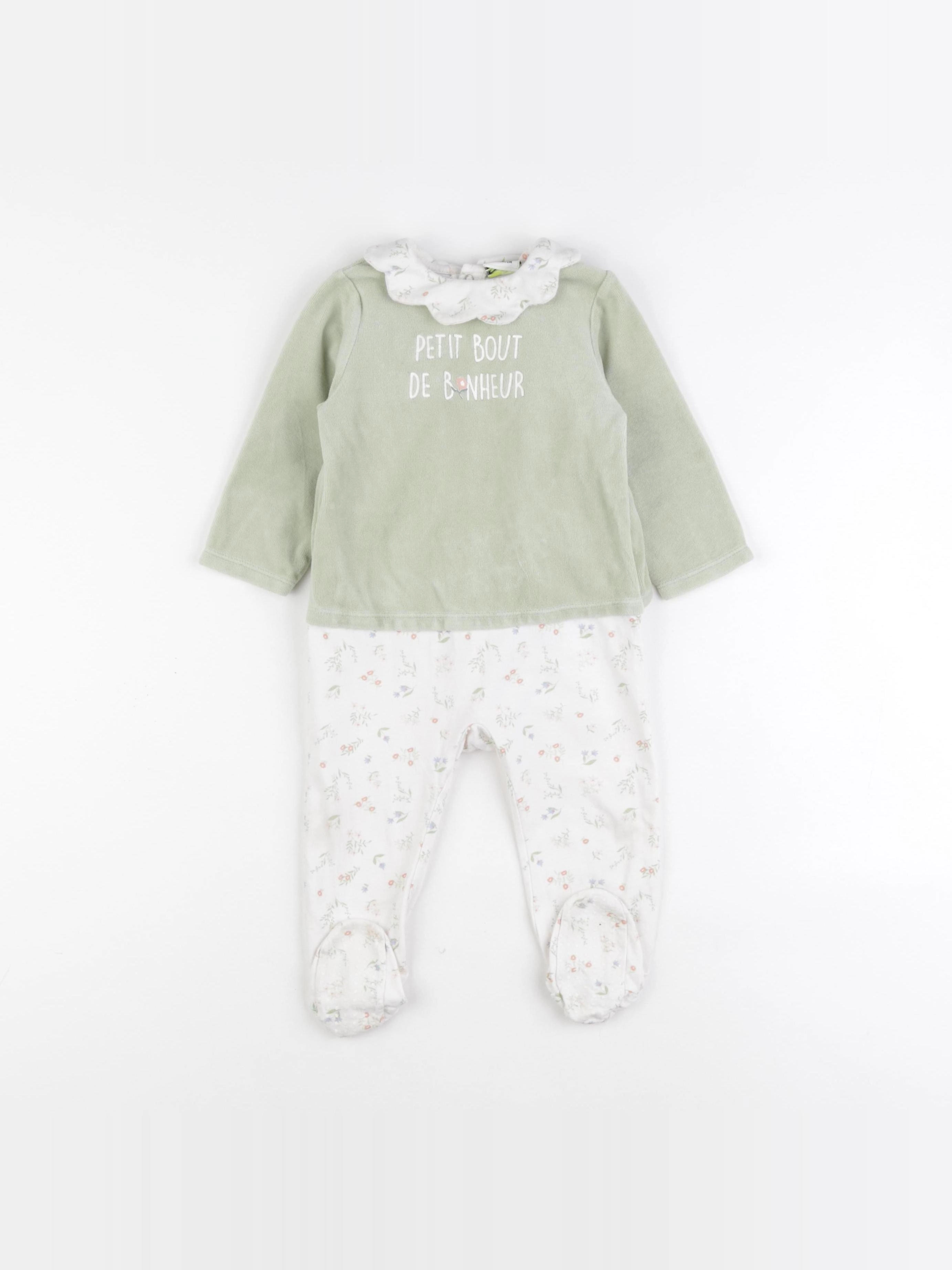 Tape à l'oeil - pyjama velours beige, vert - 18 mois