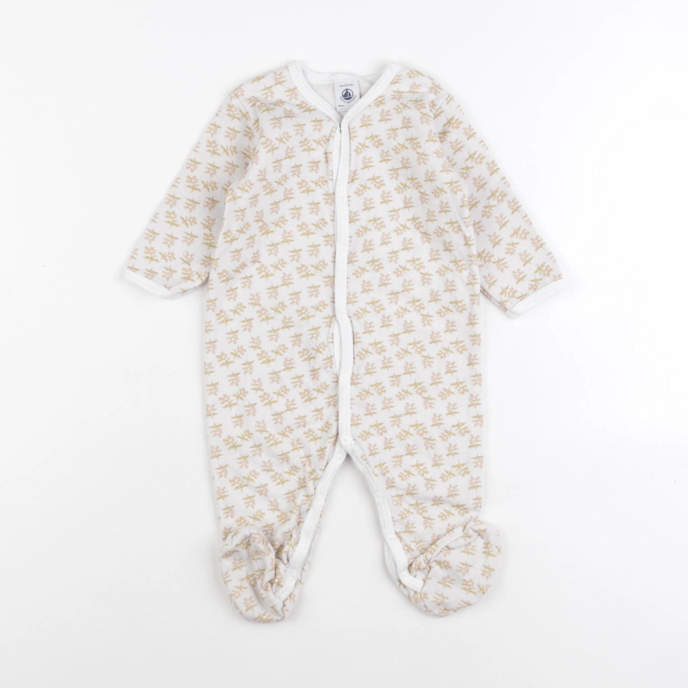 Petit Bateau - pyjama coton beige - 6 mois