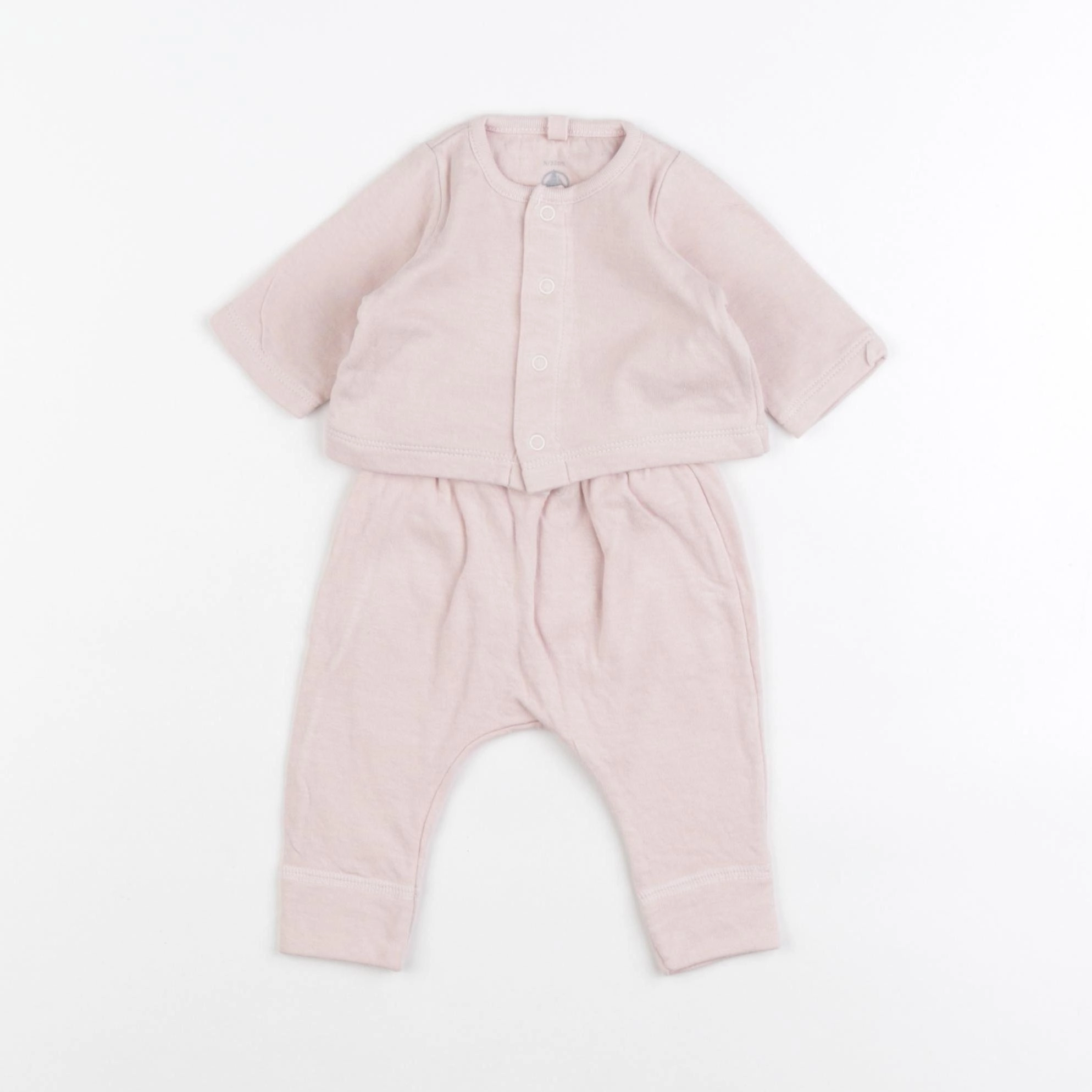 Petit Bateau - ensemble coton rose - 0 mois