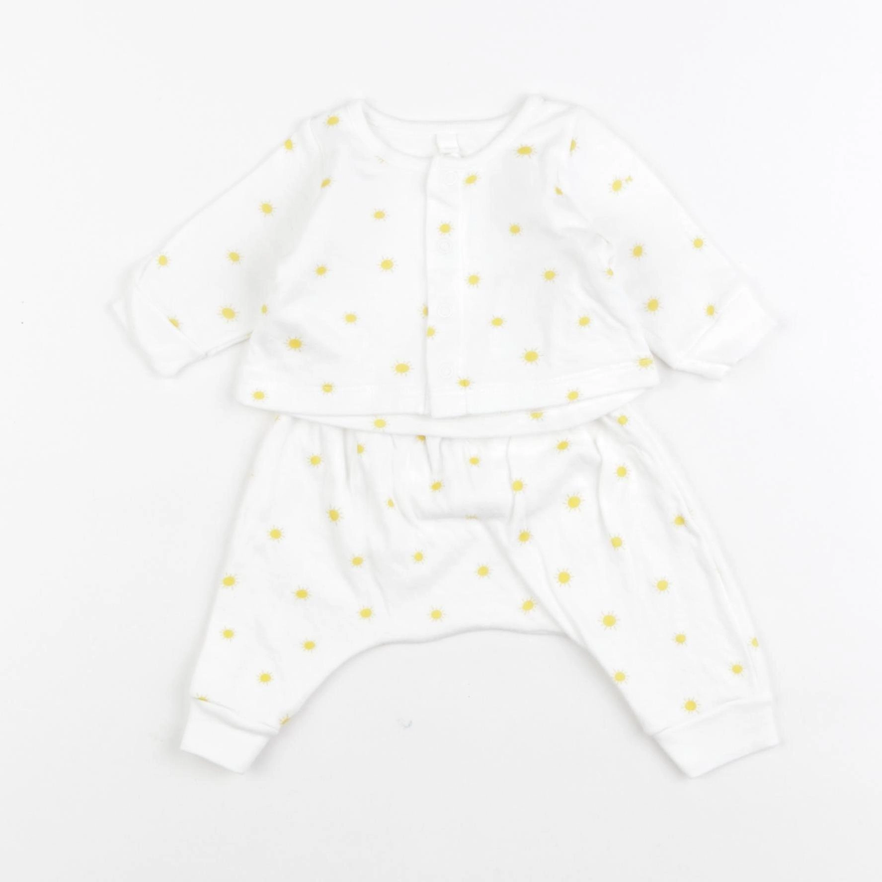 Petit Bateau - ensemble coton blanc - 0 mois