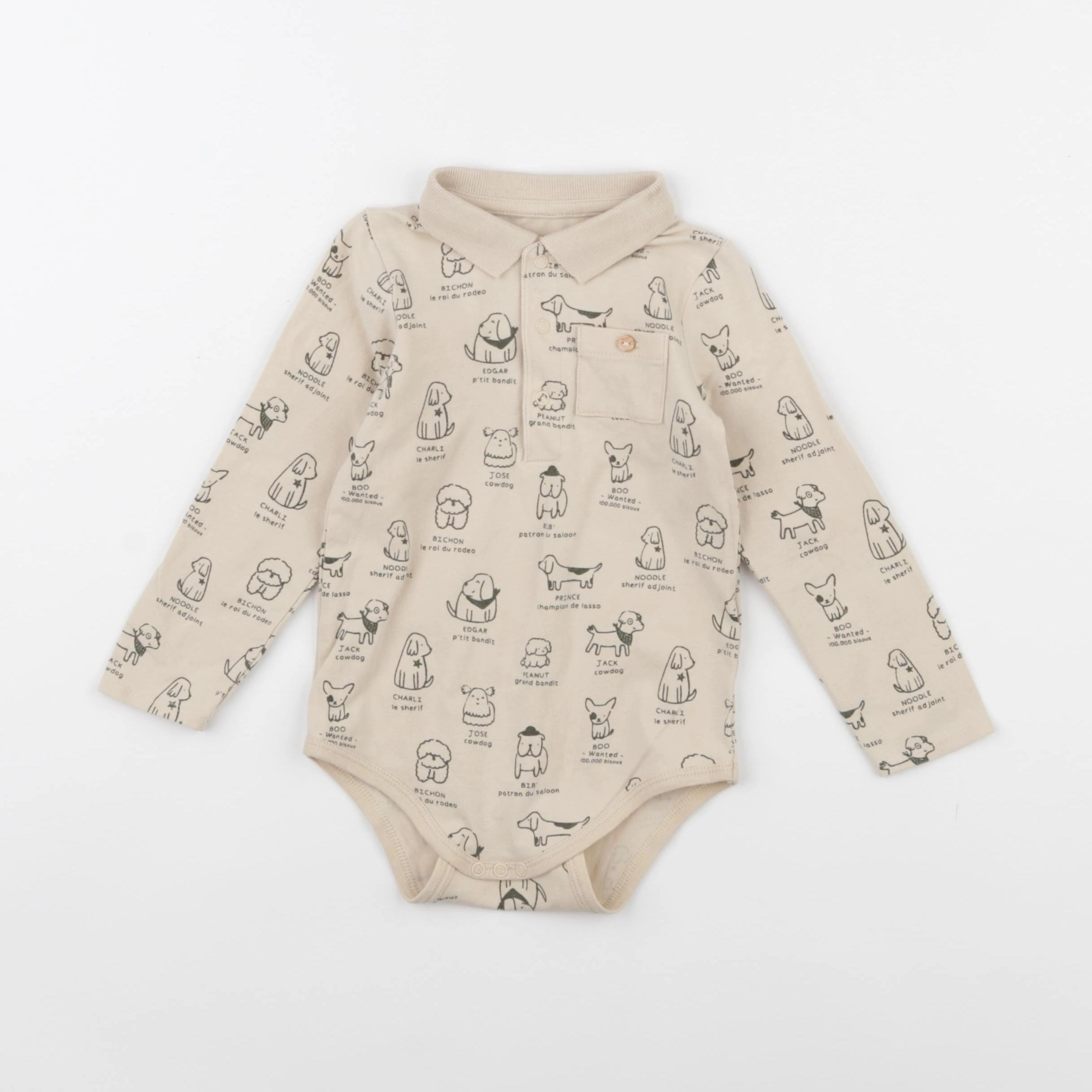 Vertbaudet - body à col beige - 2 ans
