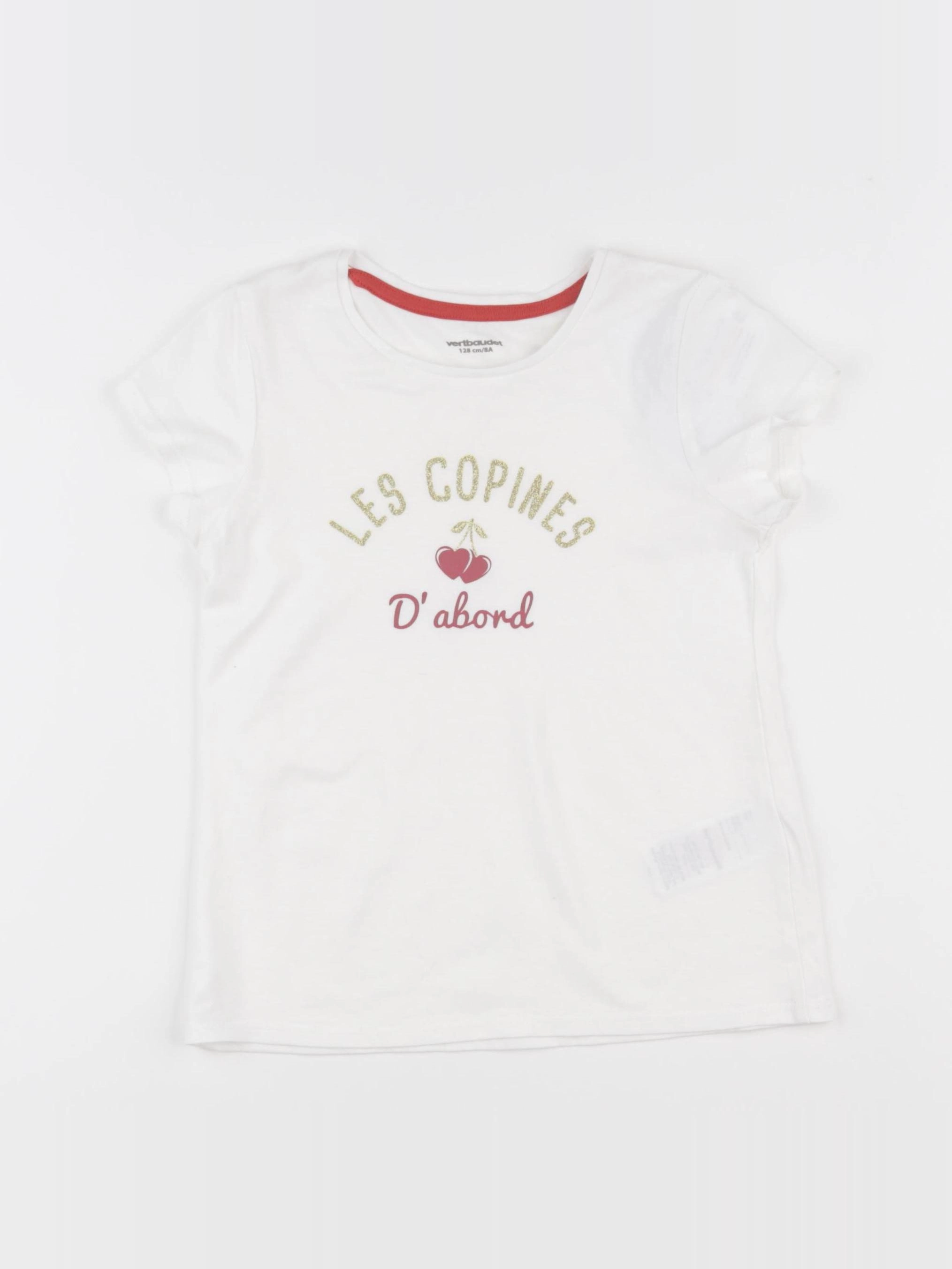 Vertbaudet - tee-shirt blanc - 8 ans