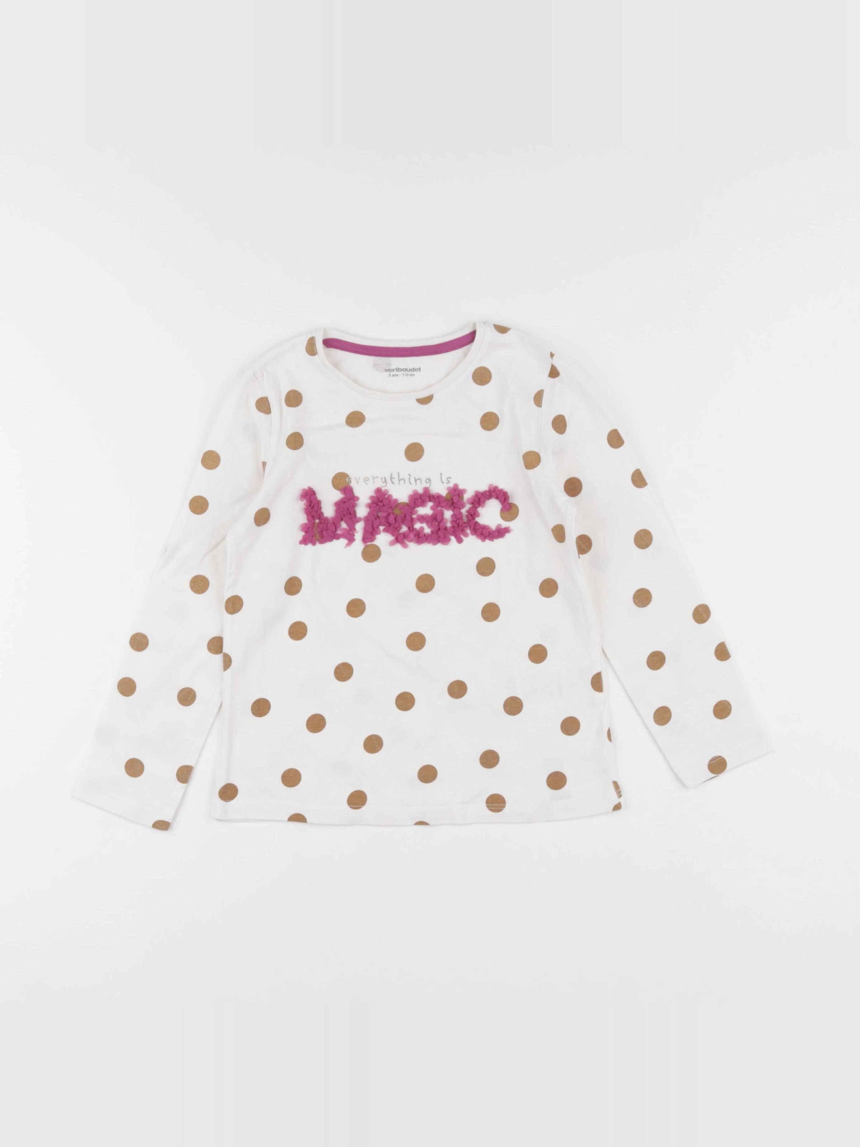 Vertbaudet - tee-shirt beige - 5 ans