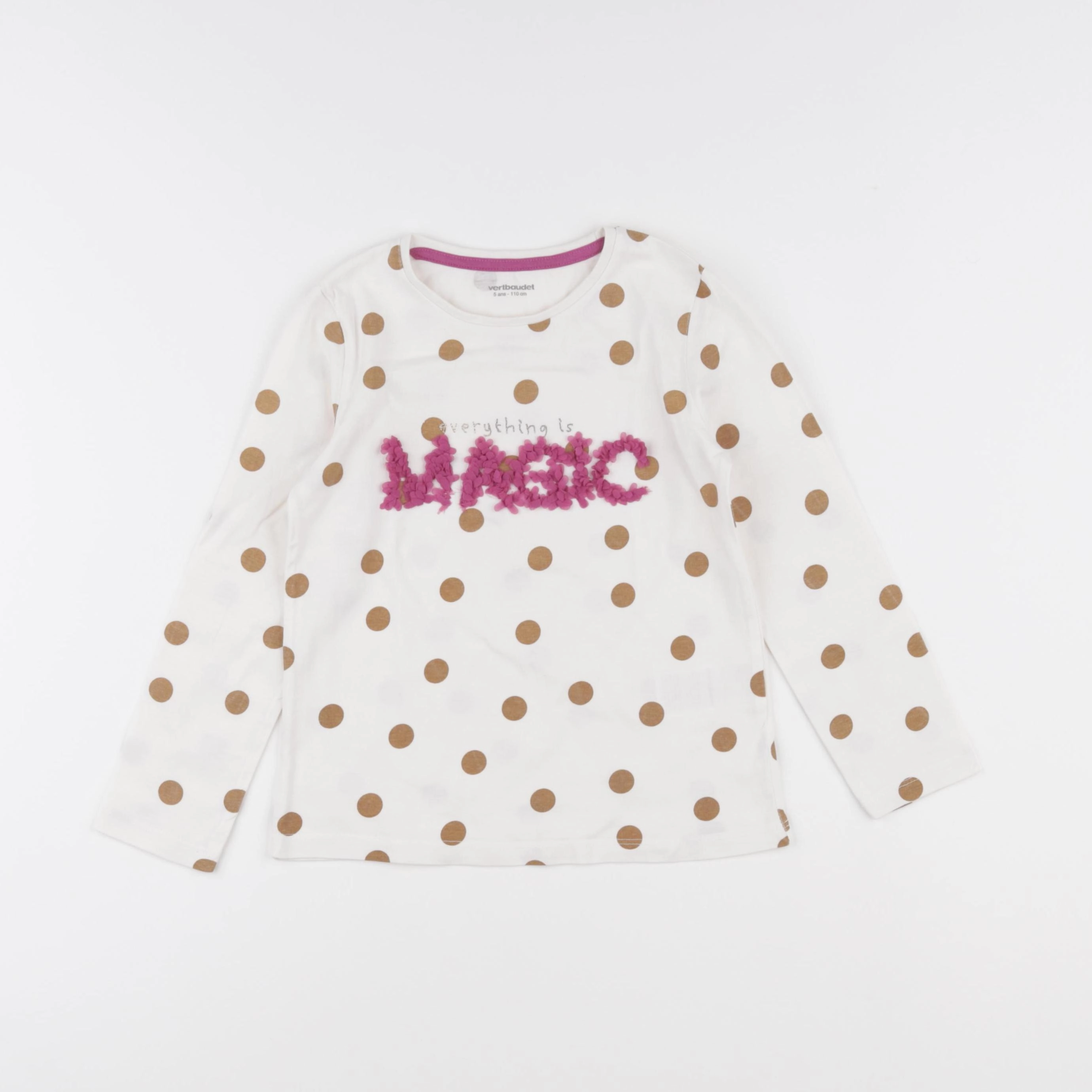 Vertbaudet - tee-shirt beige - 5 ans