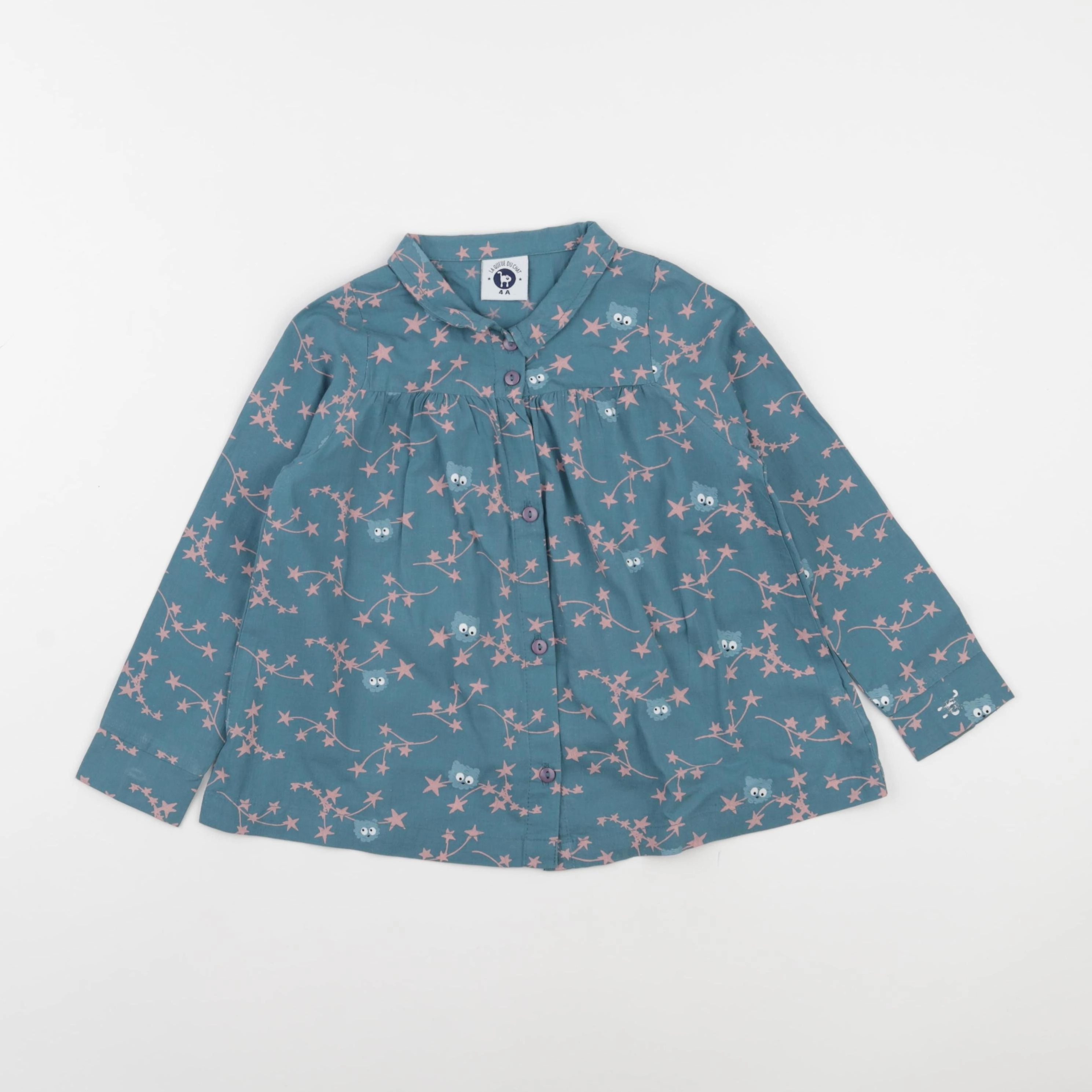 La queue du chat - blouse bleu - 4 ans