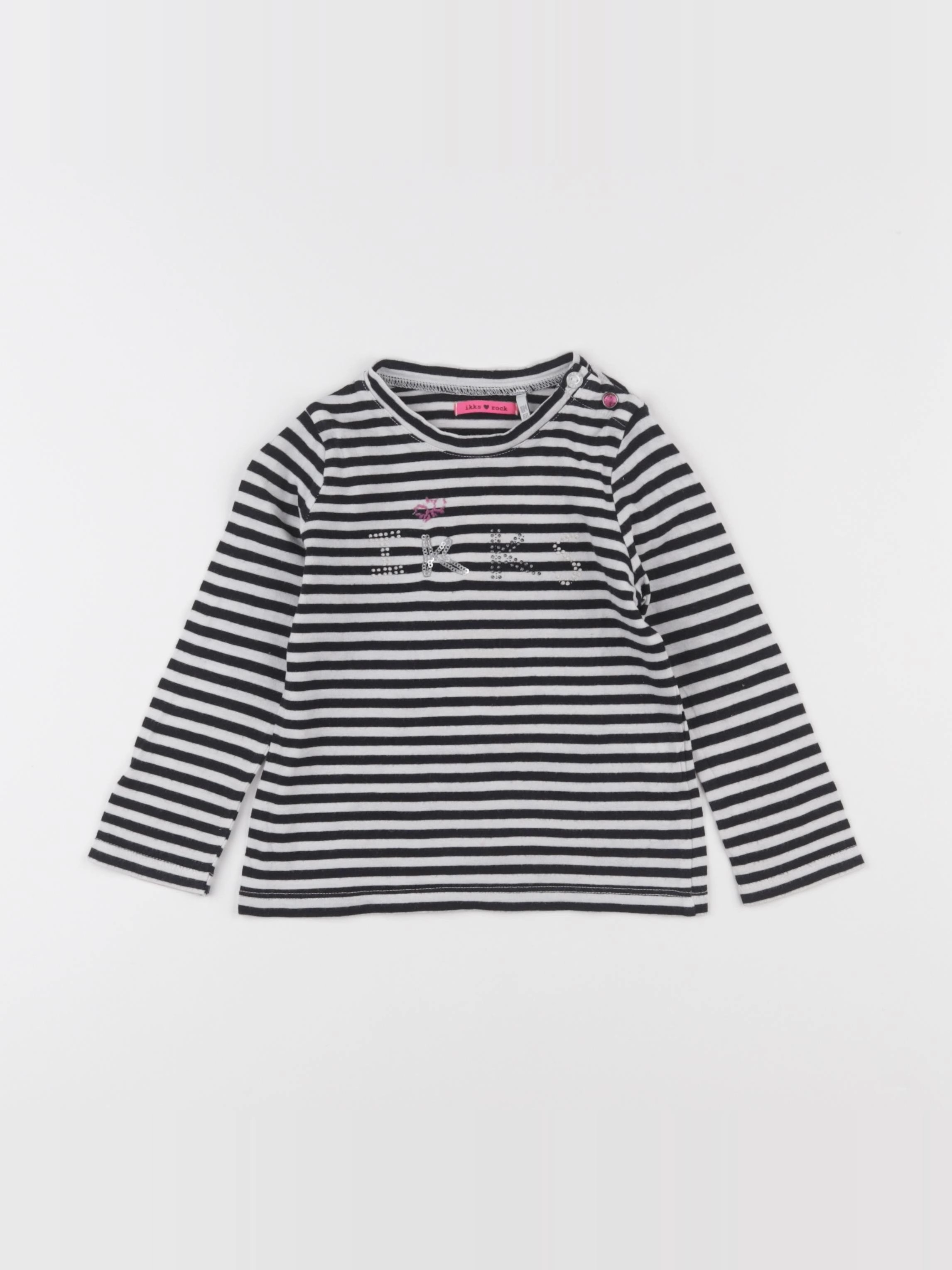 IKKS - tee-shirt blanc, noir - 18 mois