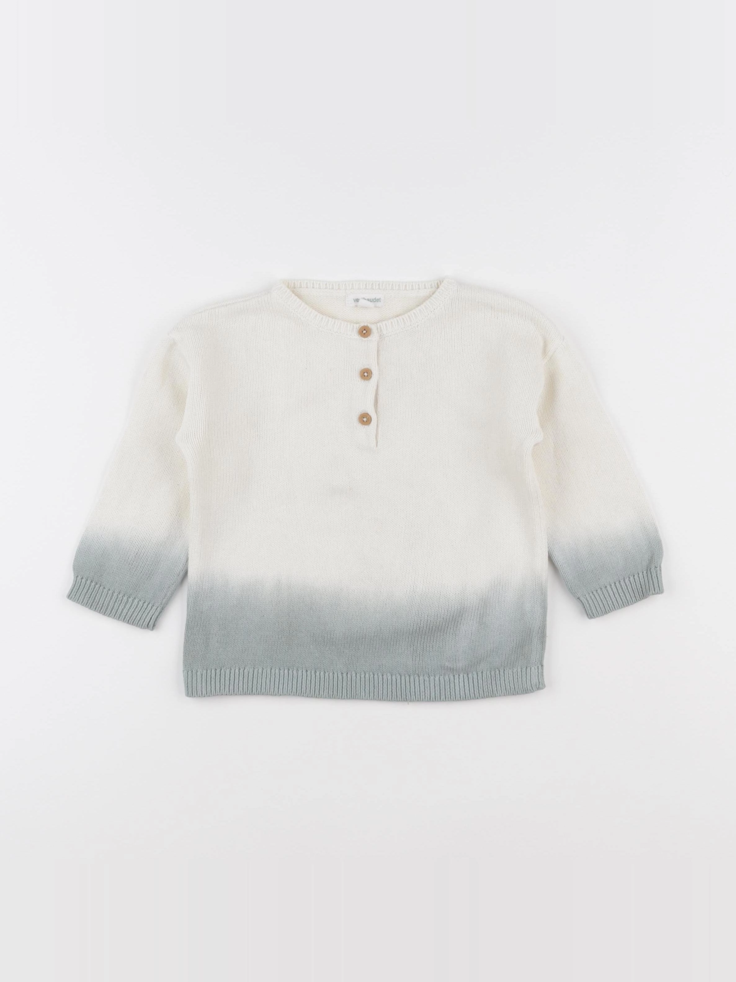 Vertbaudet - pull beige, bleu - 18 mois