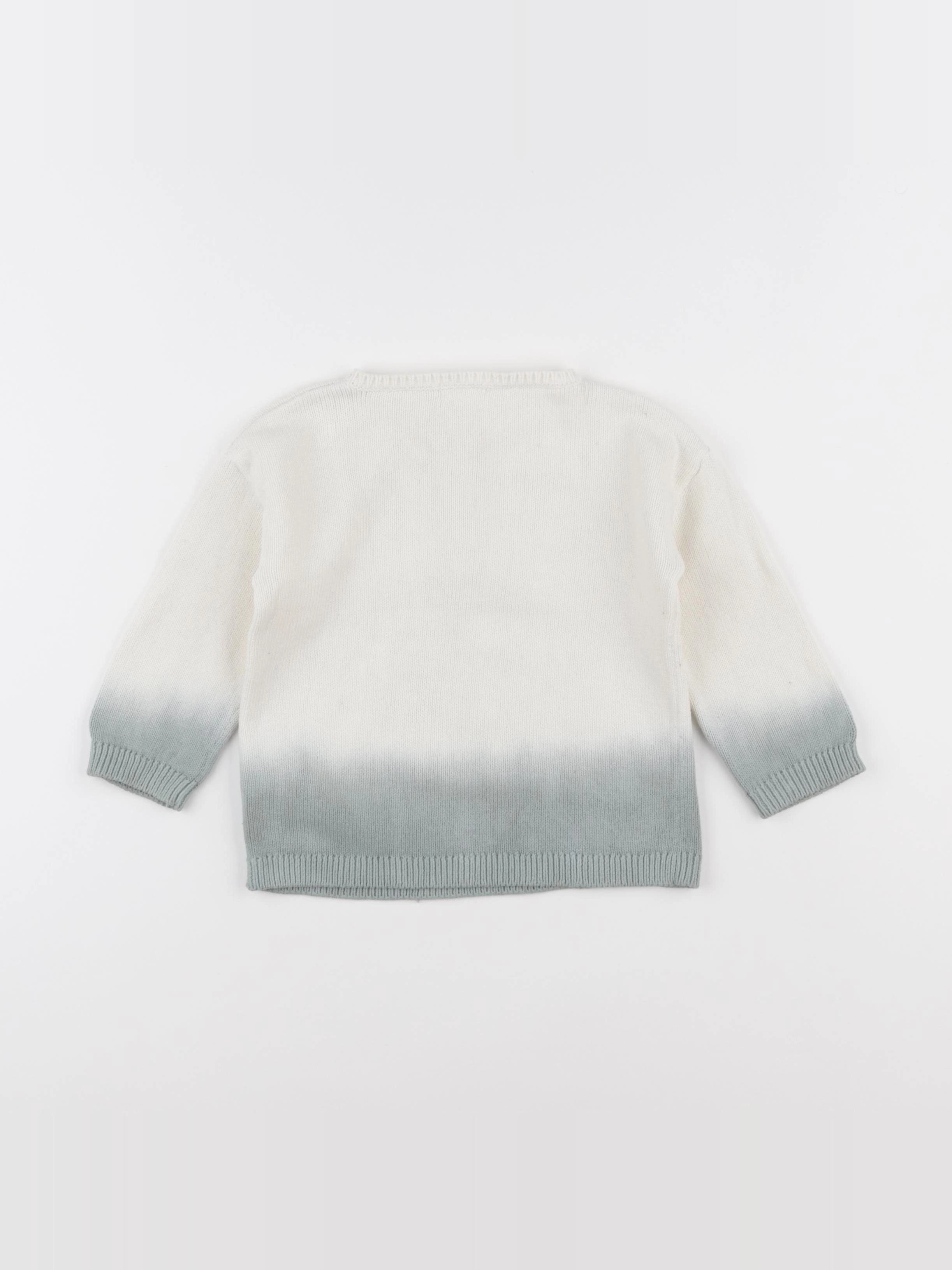 Vertbaudet - pull beige, bleu - 18 mois