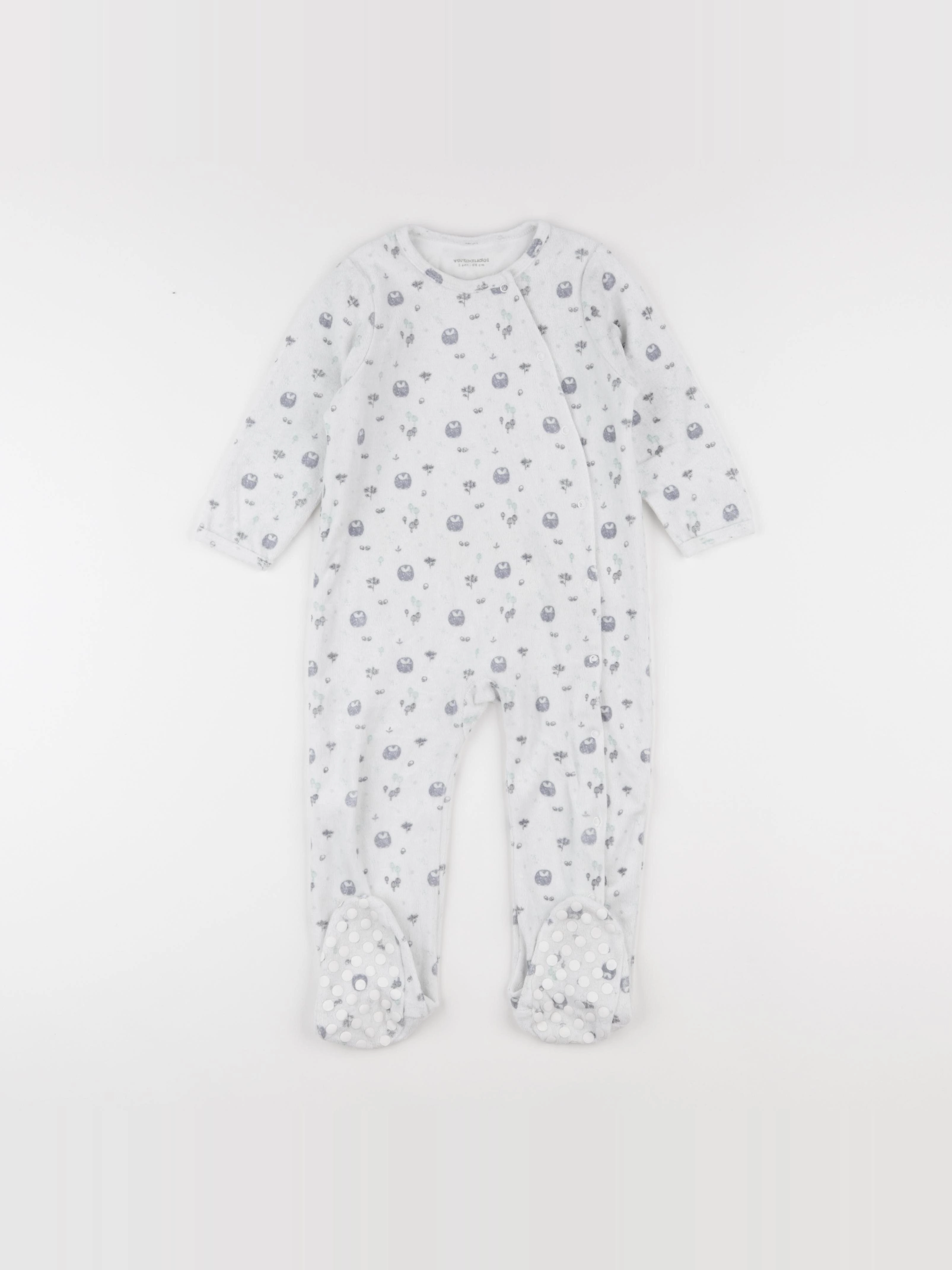 Vertbaudet - pyjama velours blanc, bleu - 2 ans