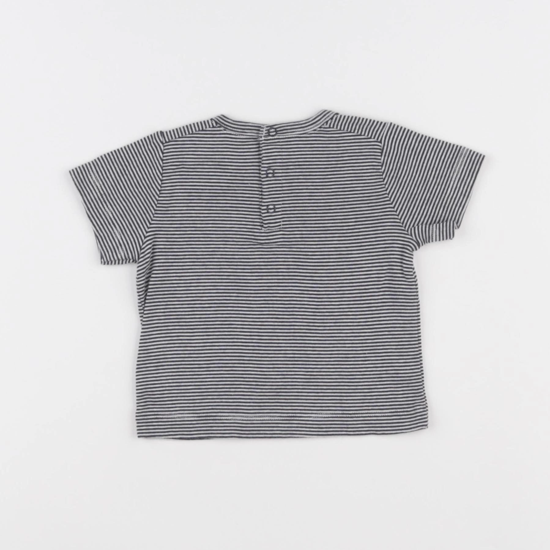 Petit Bateau - tee-shirt blanc, bleu - 6 mois