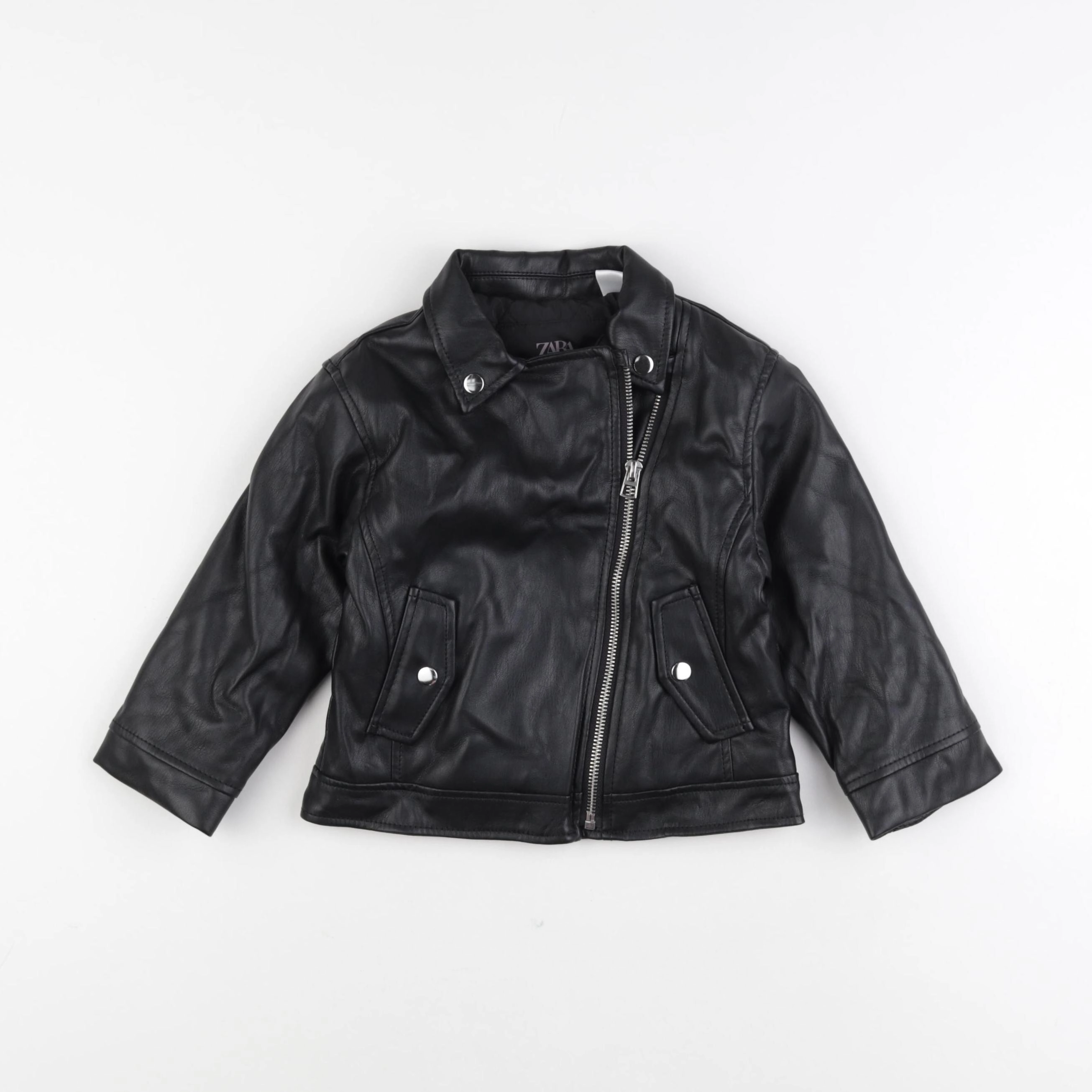 Zara - veste simili cuir noir - 2/3 ans