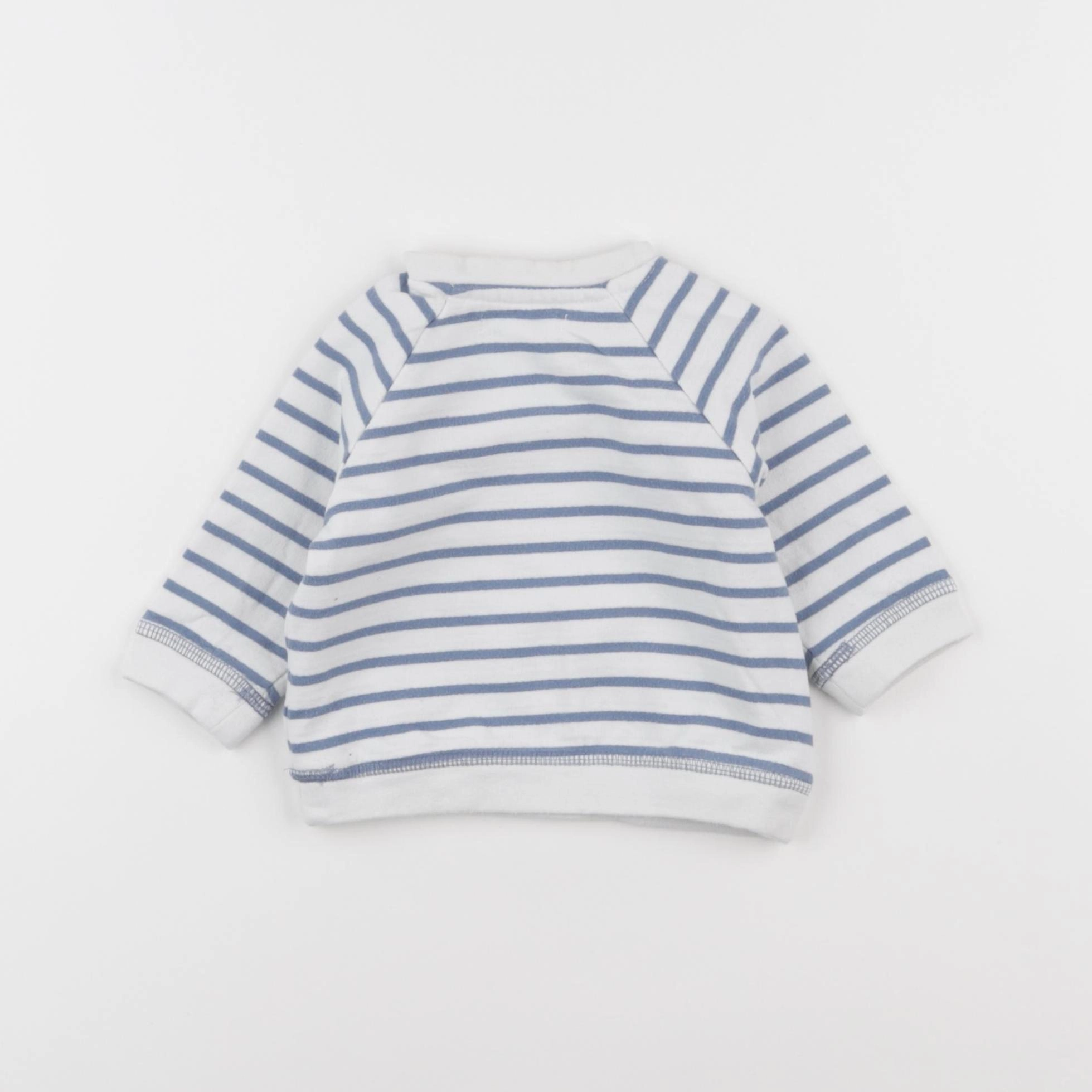 Vertbaudet - sweat blanc, bleu - 3 mois