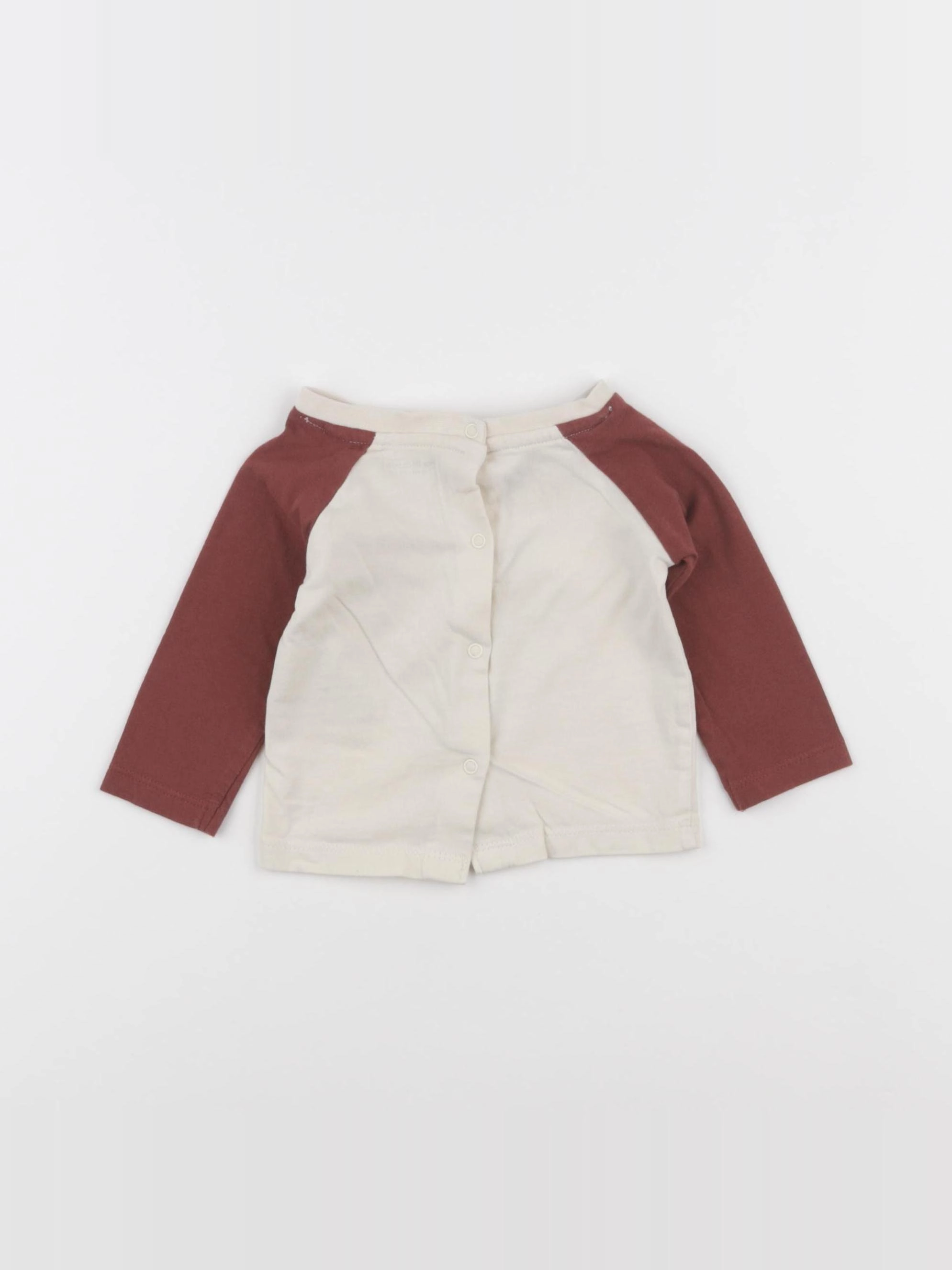 Vertbaudet - tee-shirt beige, rouge - 3 mois