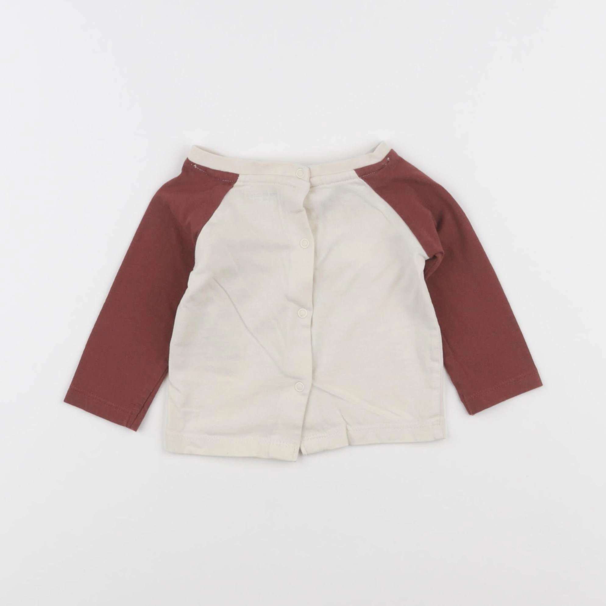 Vertbaudet - tee-shirt beige, rouge - 3 mois