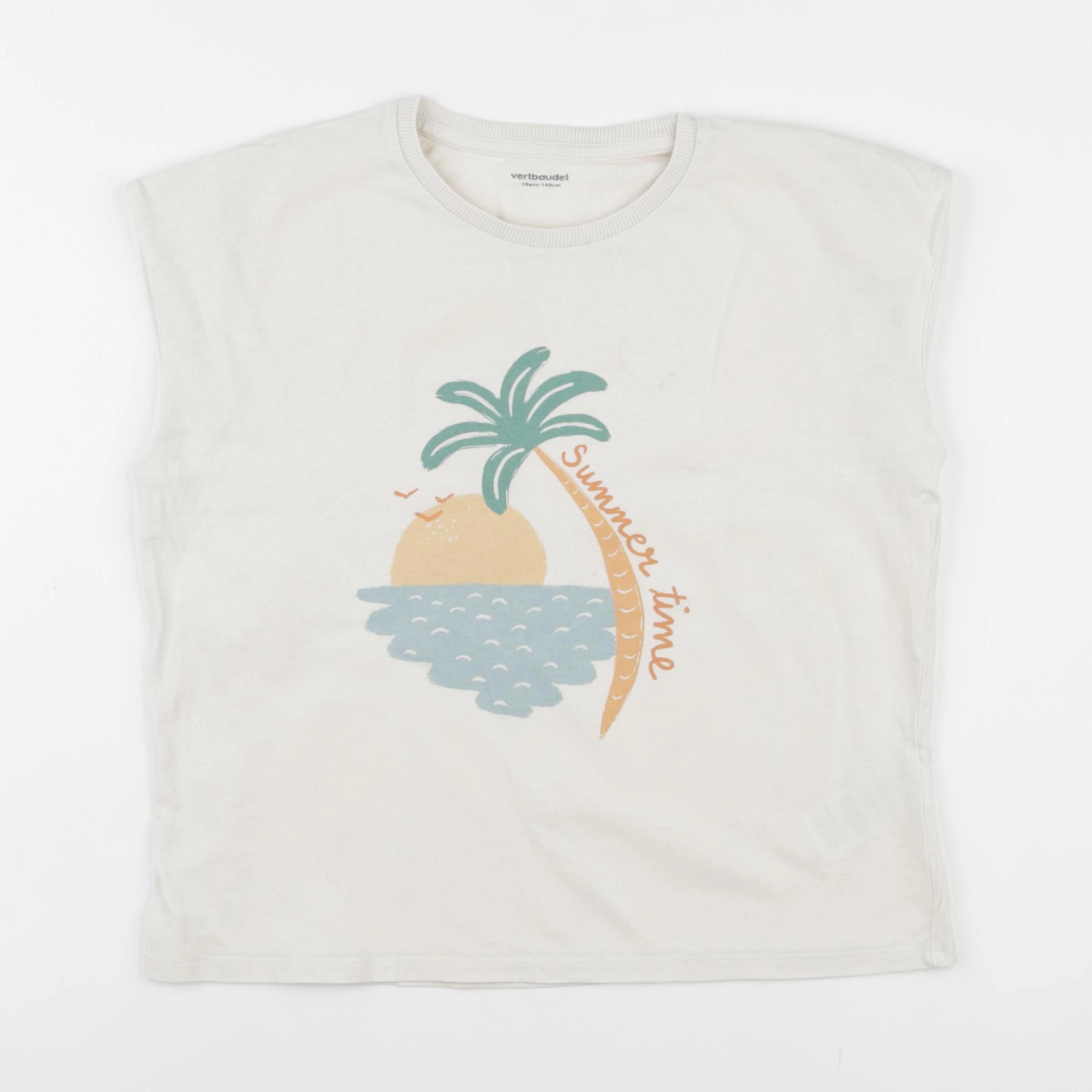 Vertbaudet - tee-shirt beige - 10 ans