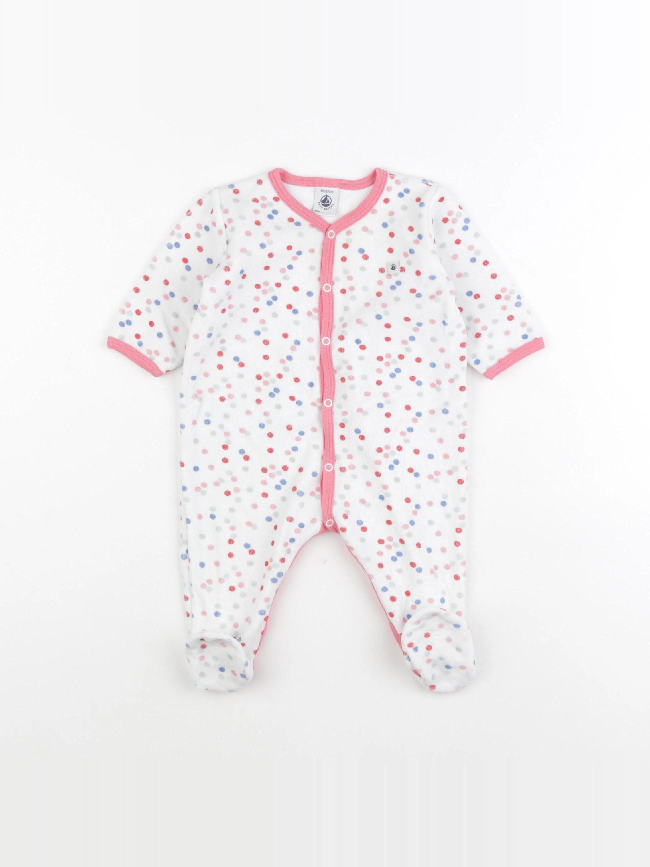 Petit Bateau - pyjama velours blanc - 6 mois