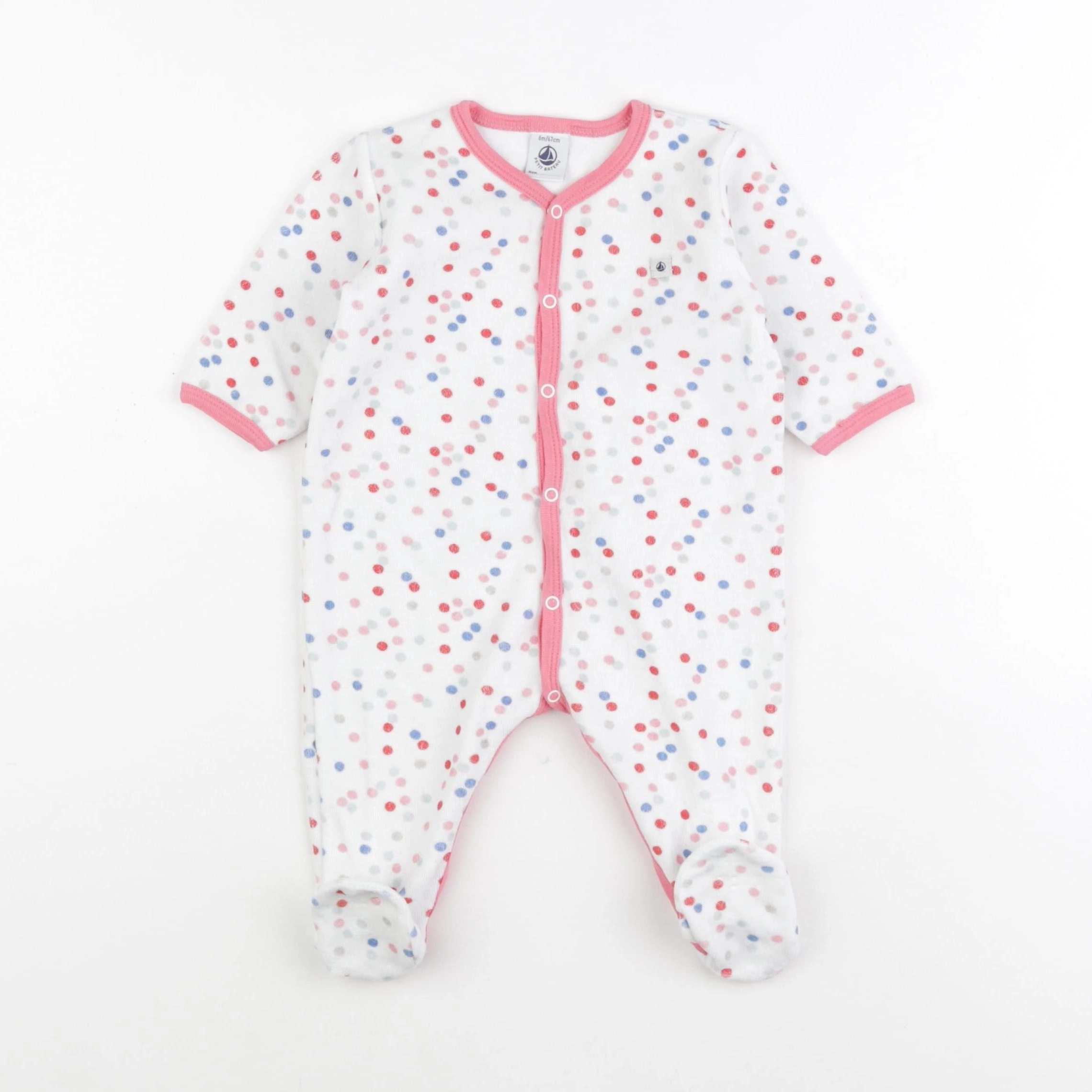 Petit Bateau - pyjama velours blanc - 6 mois