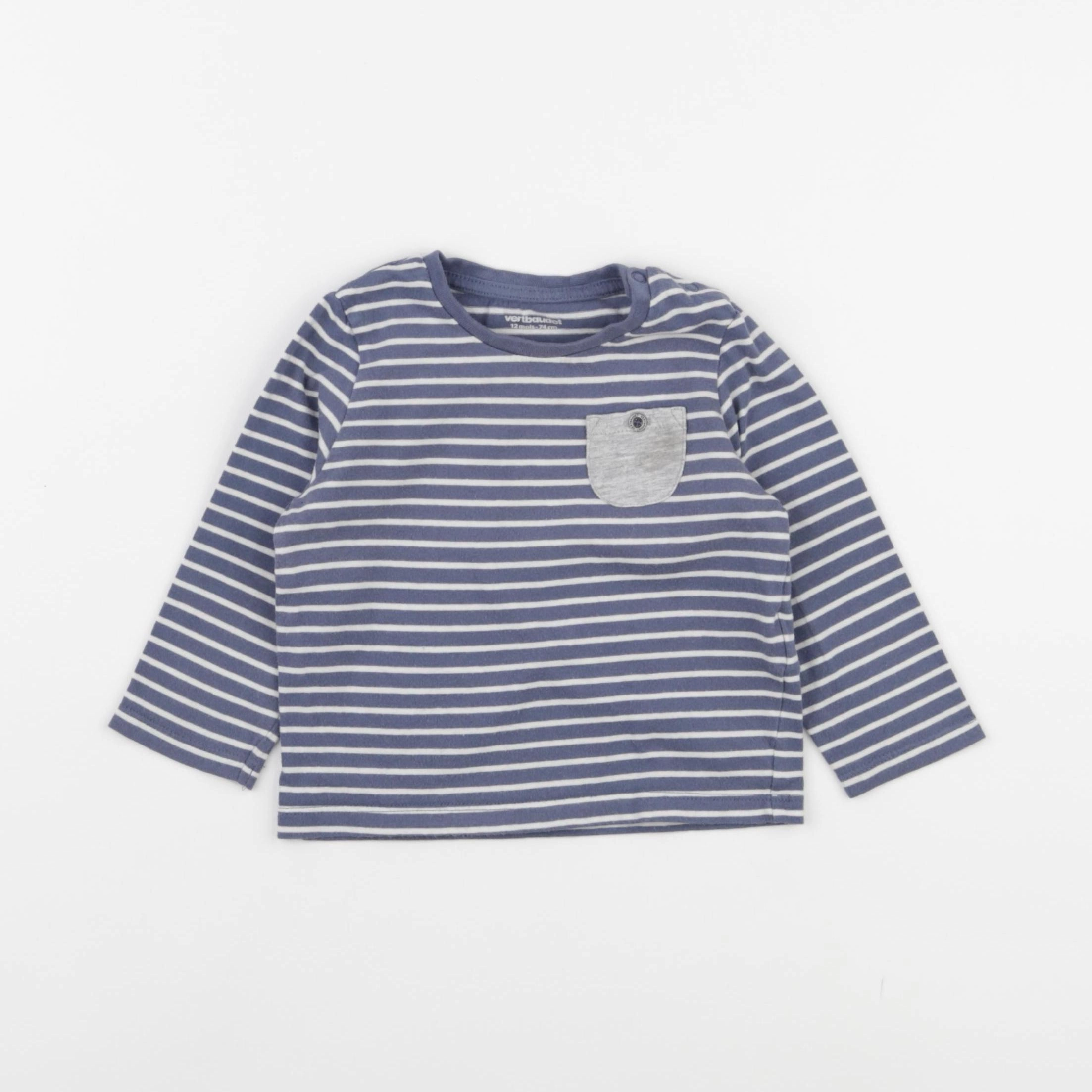 Vertbaudet - tee-shirt bleu - 12 mois