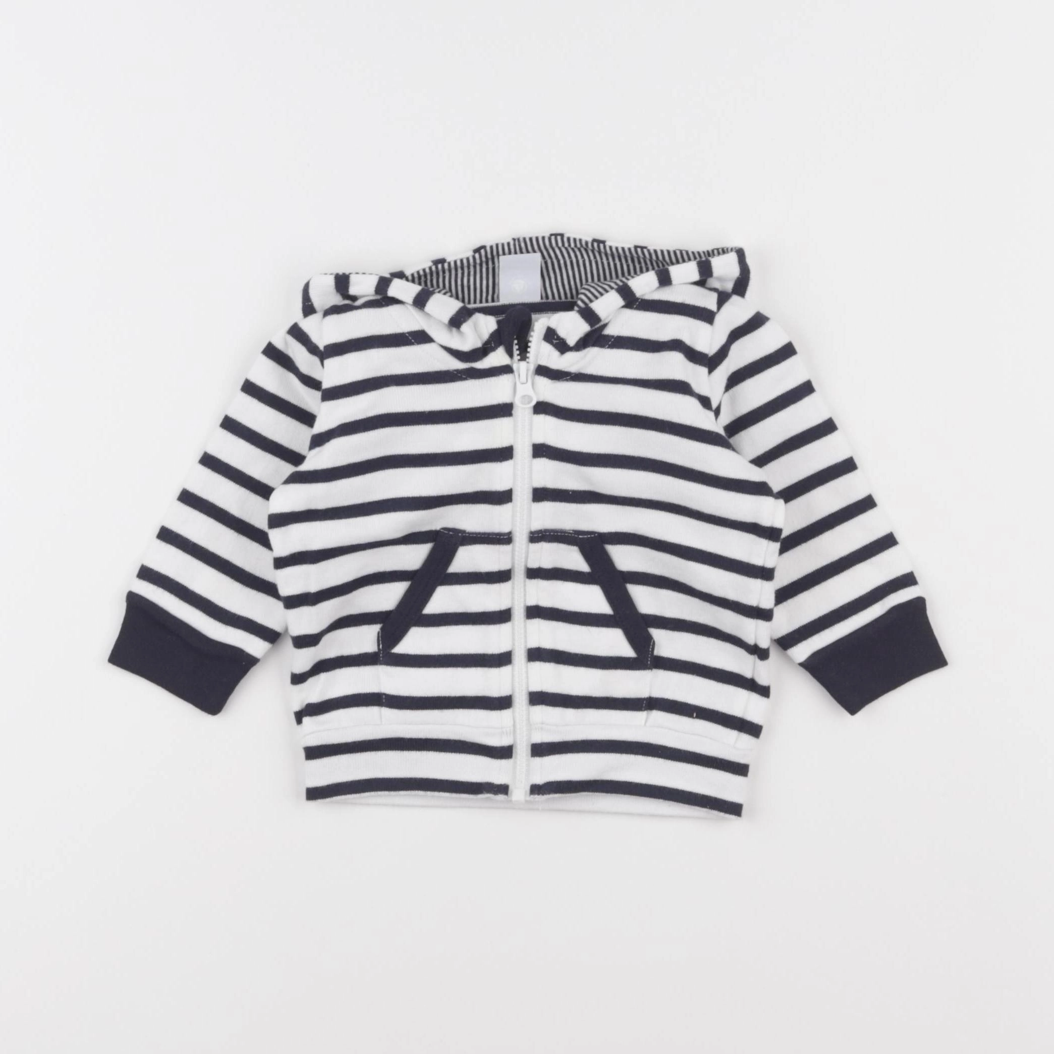 Petit Bateau - sweat blanc, bleu - 6 mois