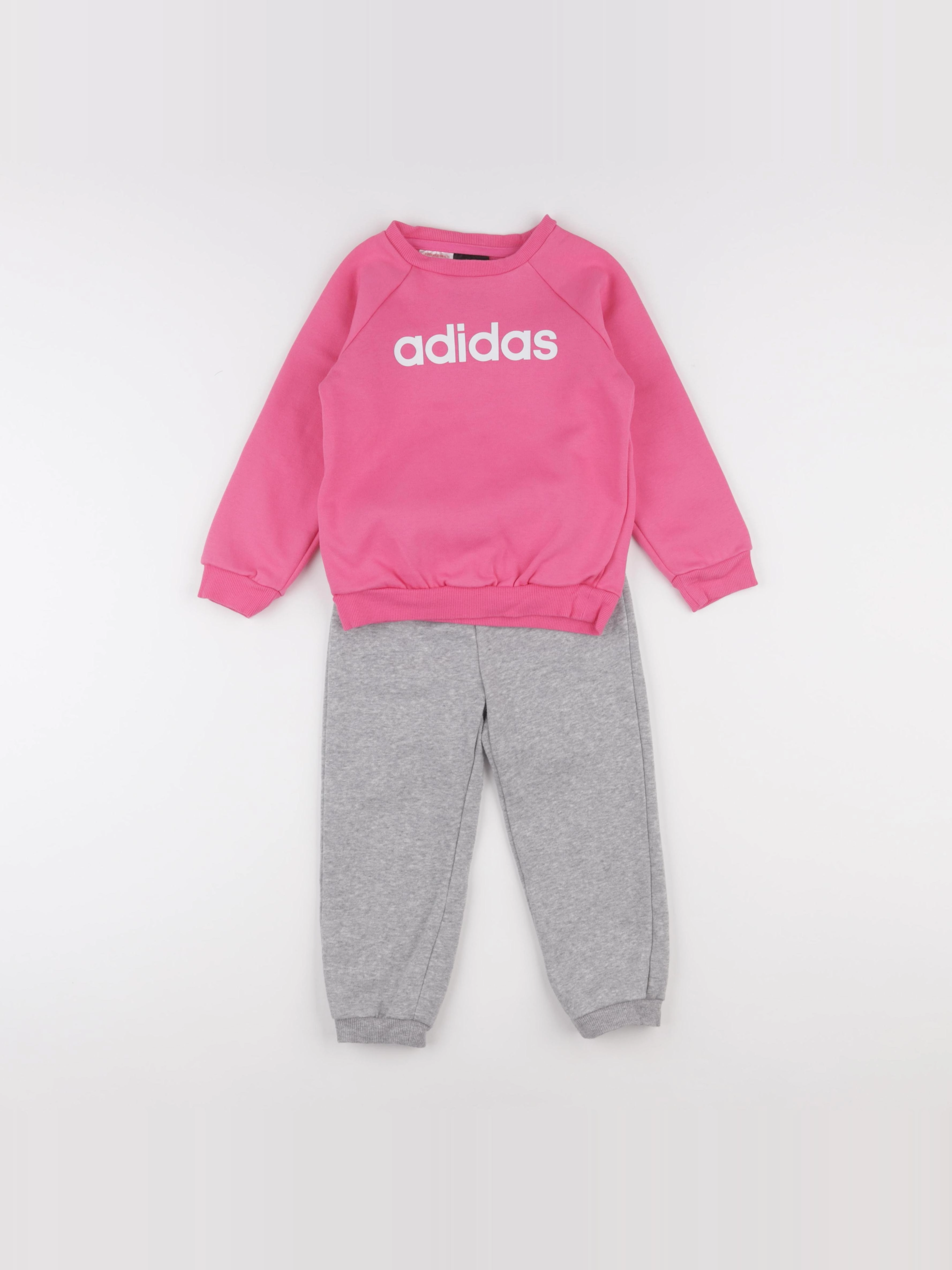 Adidas - ensemble gris, rose - 2/5 ans