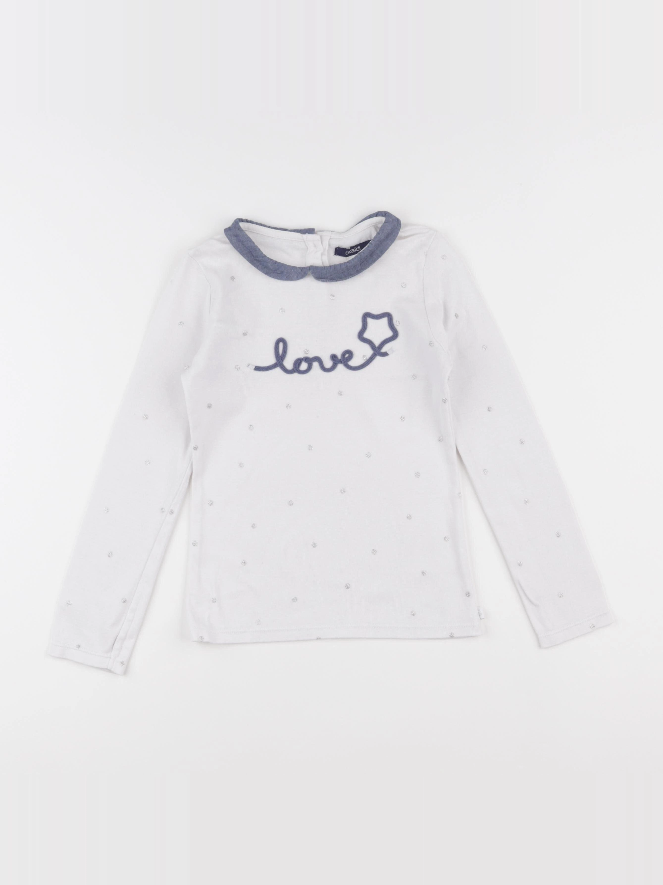 Okaidi - tee-shirt blanc, bleu - 8 ans