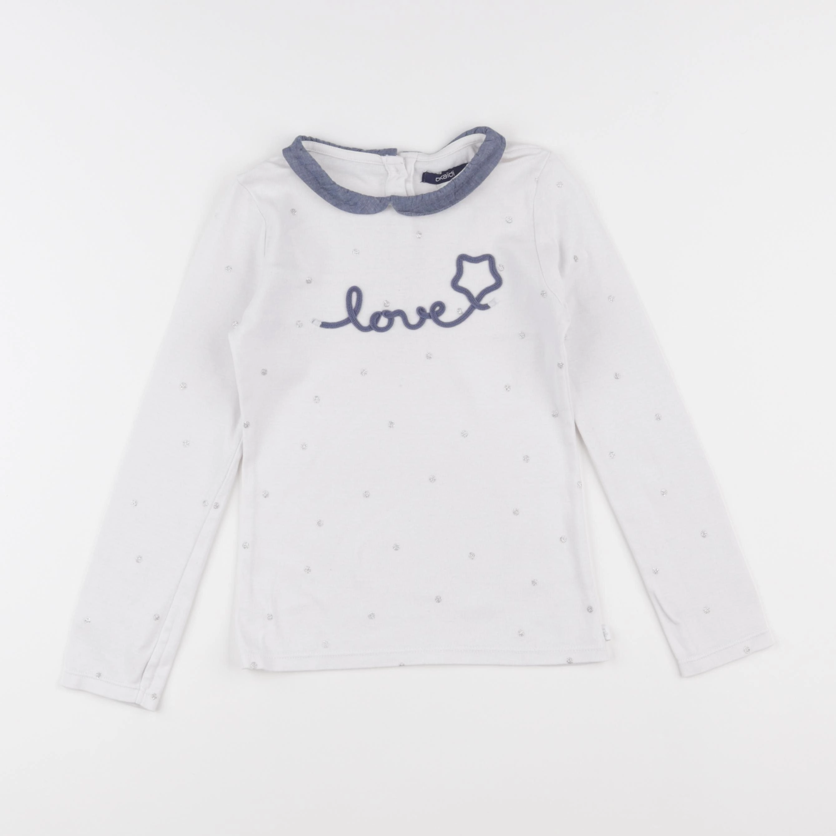 Okaidi - tee-shirt blanc, bleu - 8 ans