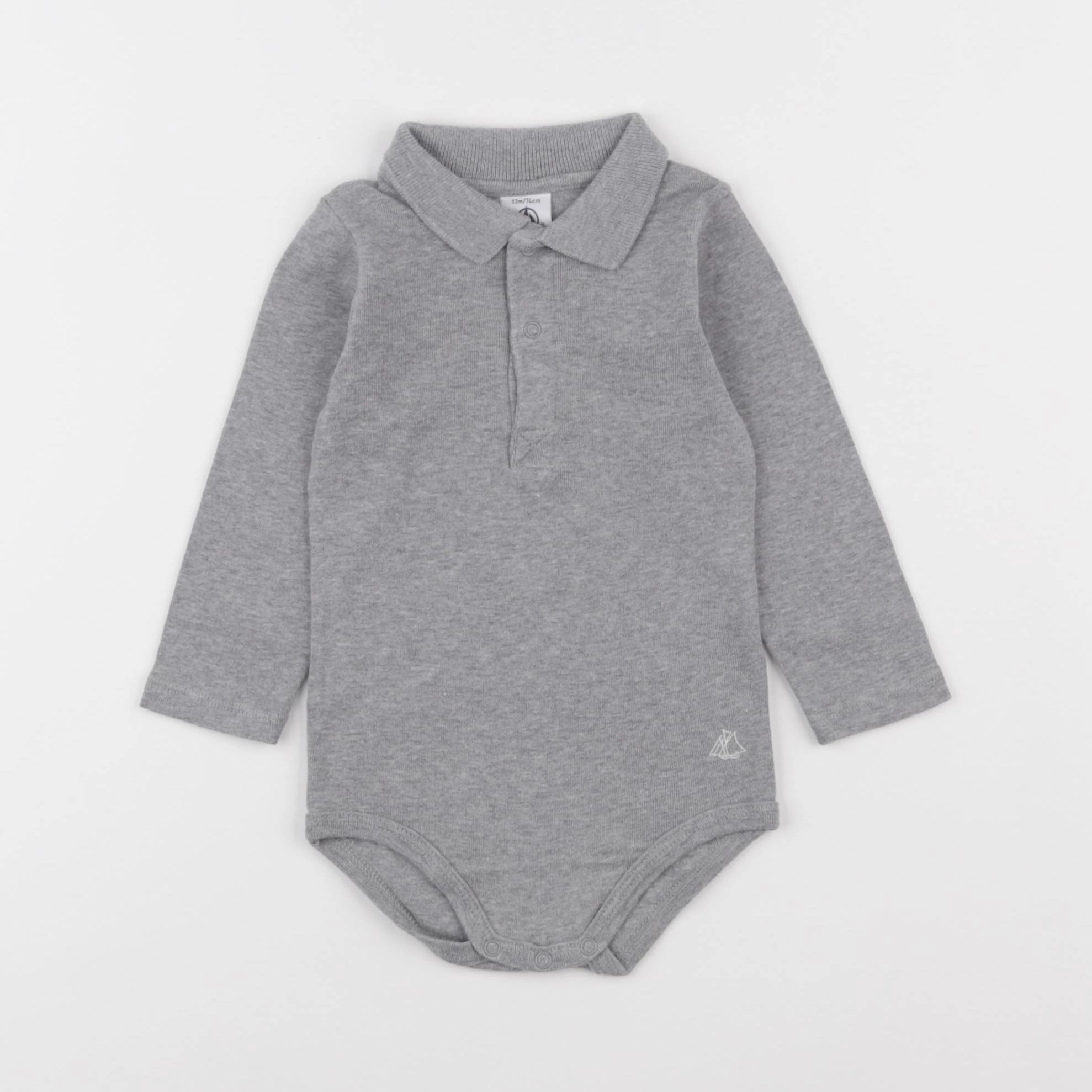 Petit Bateau - body à col gris - 18 mois