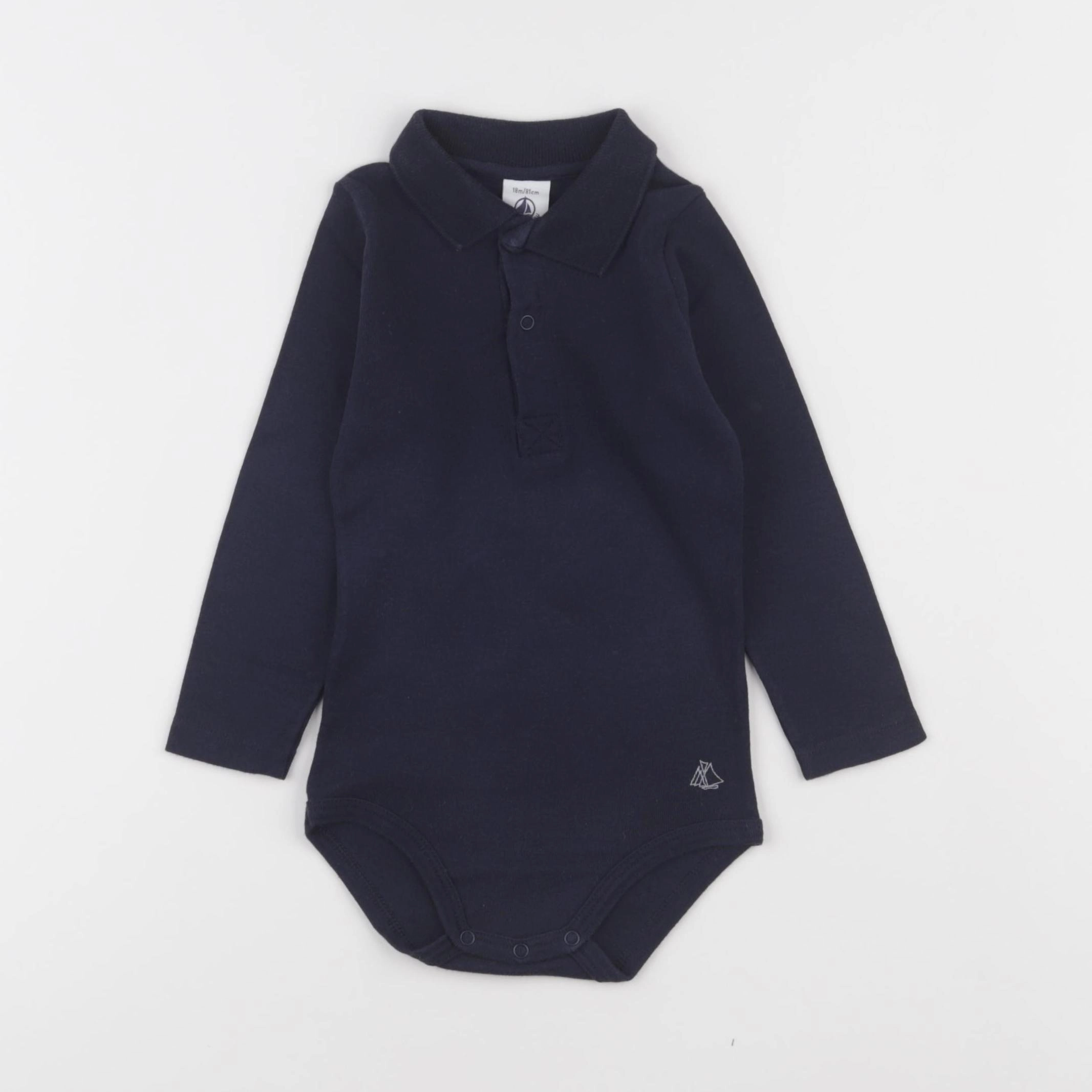 Petit Bateau - body à col bleu - 18 mois
