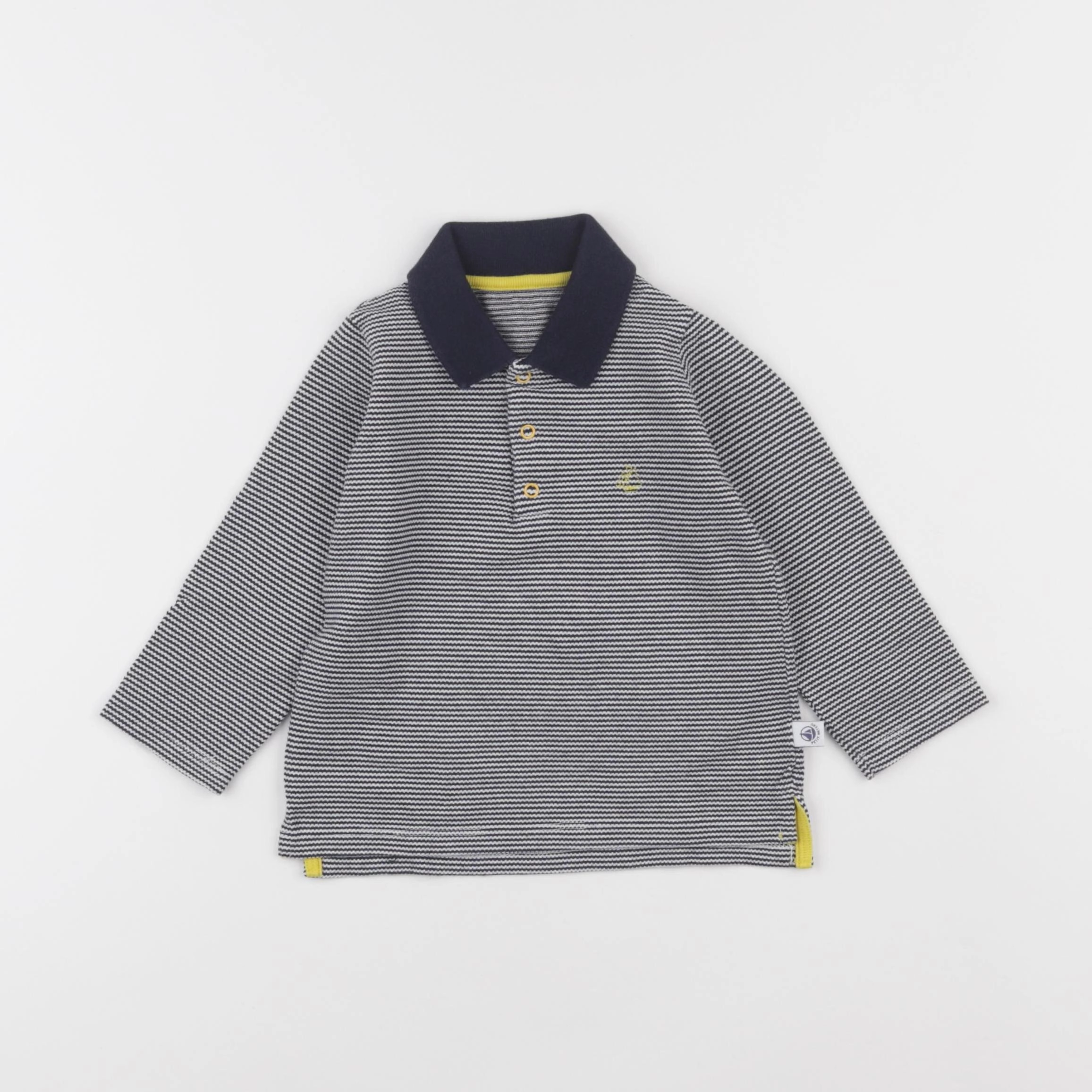 Petit Bateau - polo blanc, bleu - 12 mois