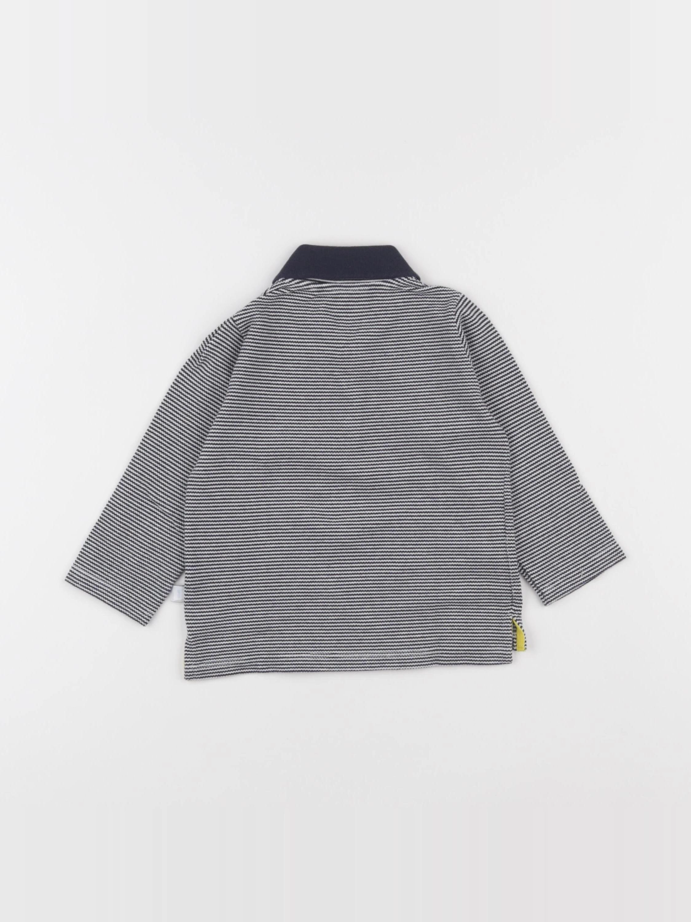 Petit Bateau - polo blanc, bleu - 12 mois