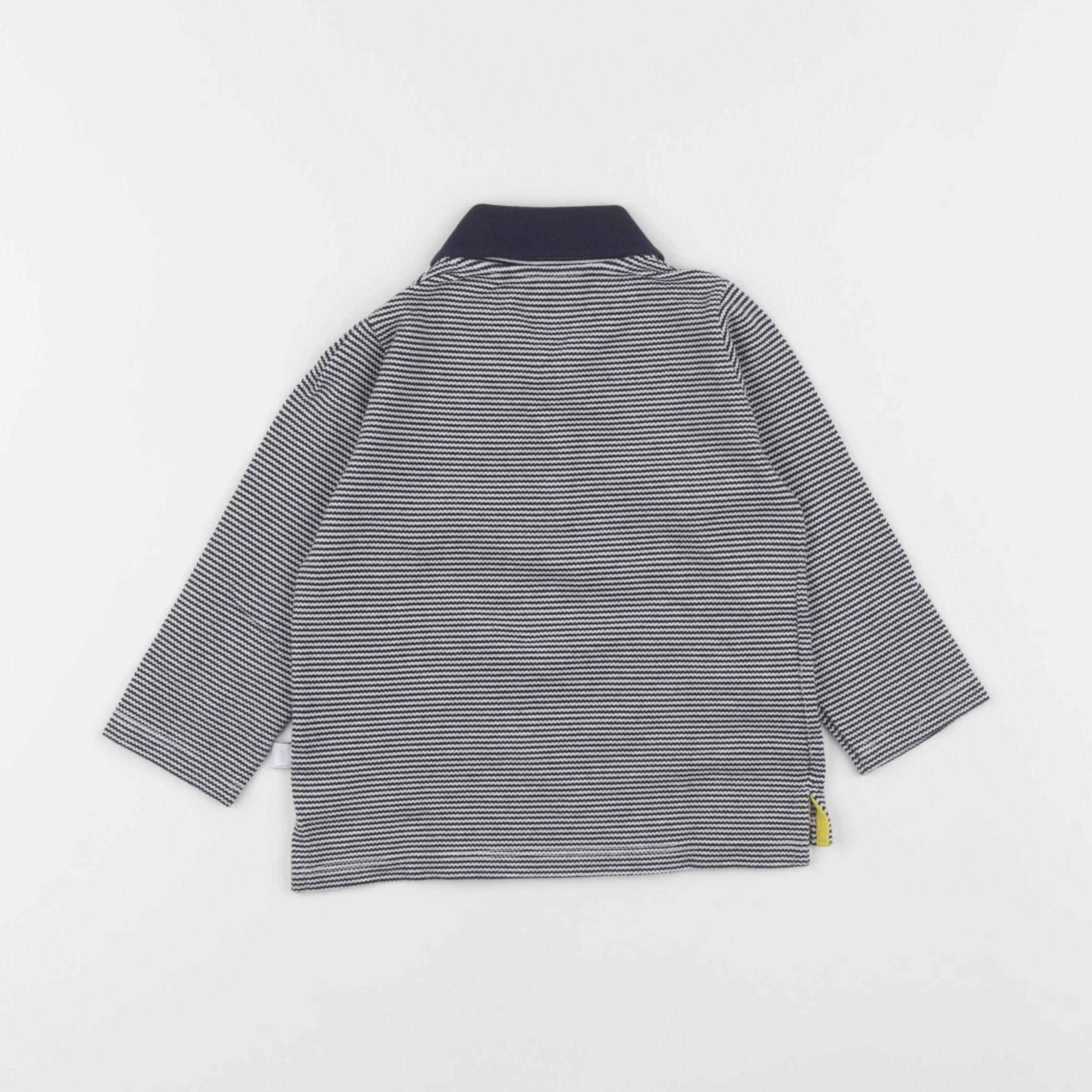 Petit Bateau - polo blanc, bleu - 12 mois