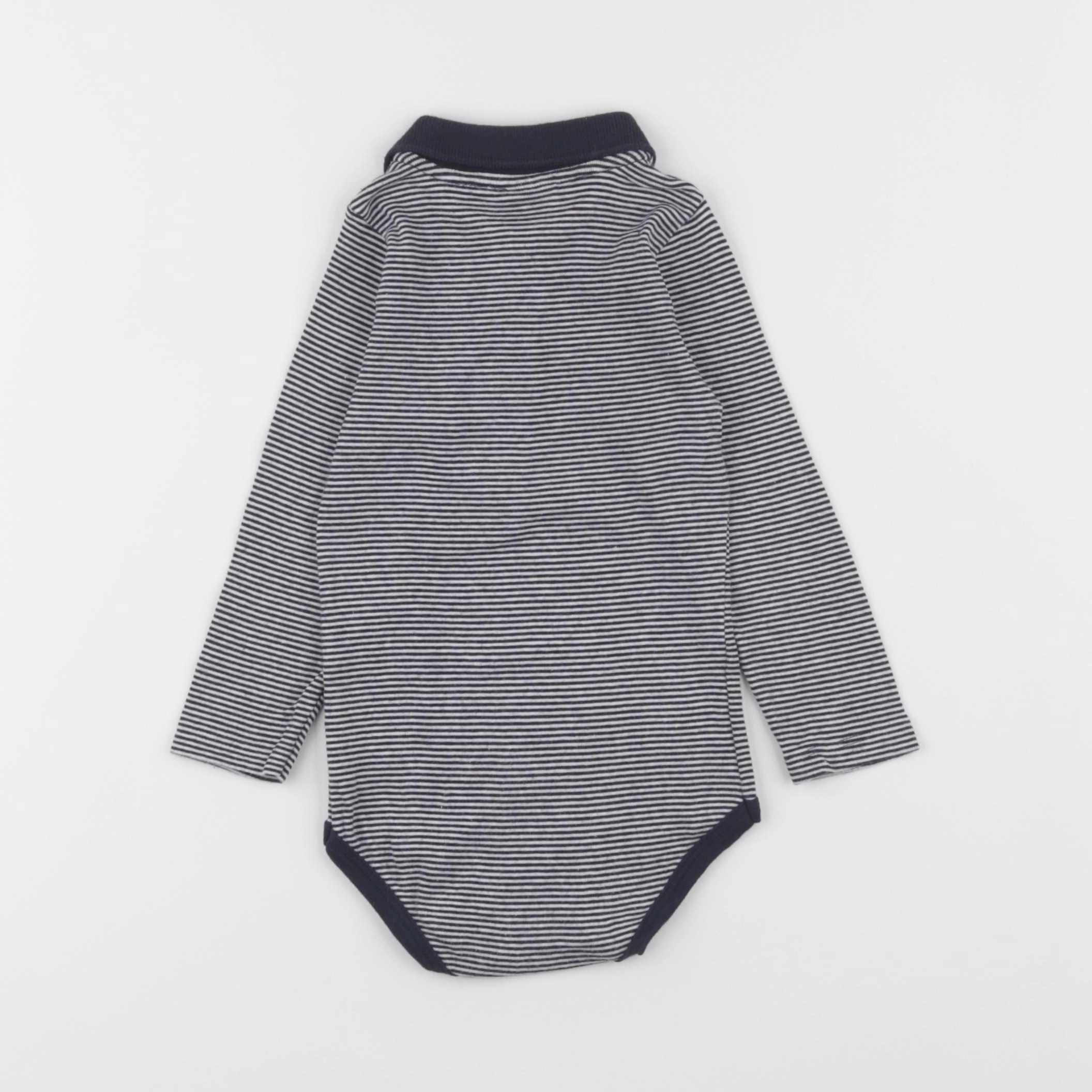 Petit Bateau - body à col blanc, bleu - 18 mois