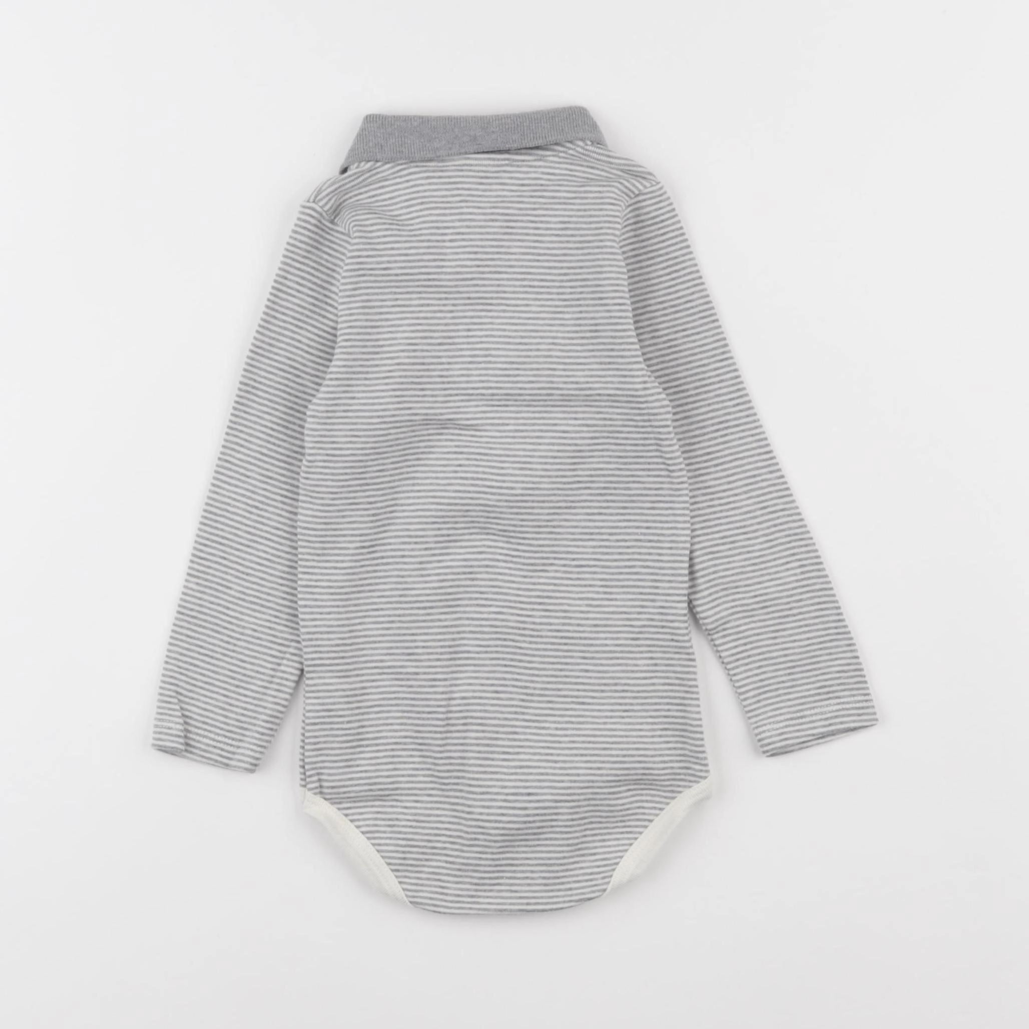 Petit Bateau - body à col blanc, gris - 18 mois