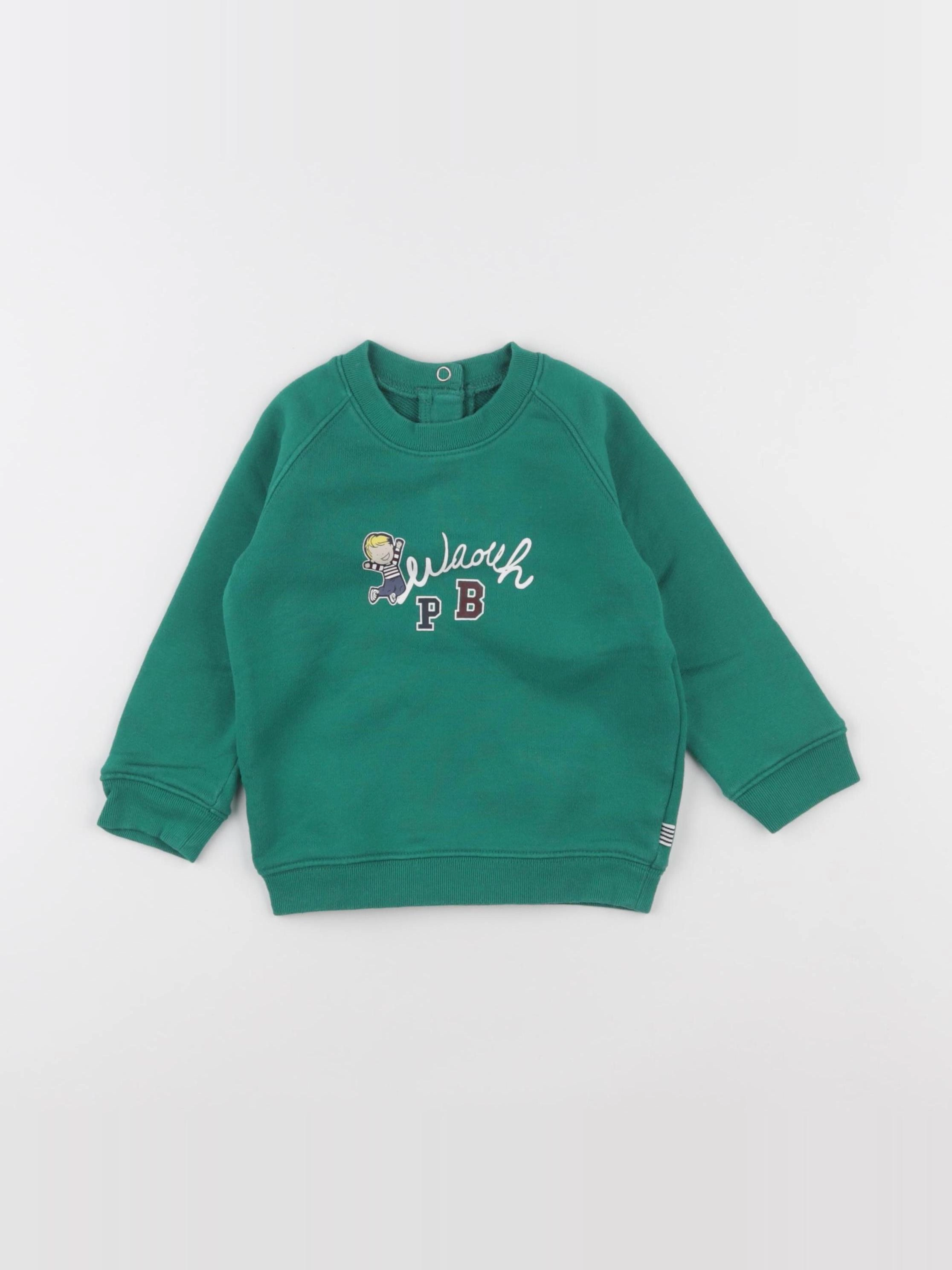 Petit Bateau - sweat vert - 12 mois